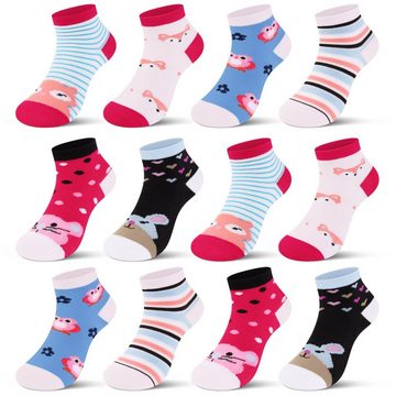 L&K-II Kurzsocken 2118-2810 (Beutel, 10/12-Paar) Socken Mädchen aus Baumwolle