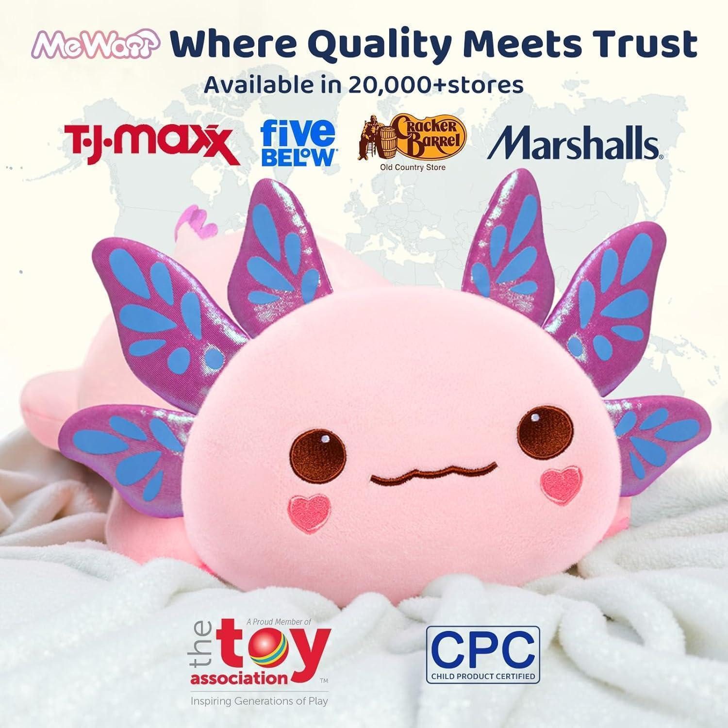 LuxusKollektion Kuscheltier Plüschtier Axolotl Plüschkissen Kuscheltier Lila Ohren Axolotl 33 CM