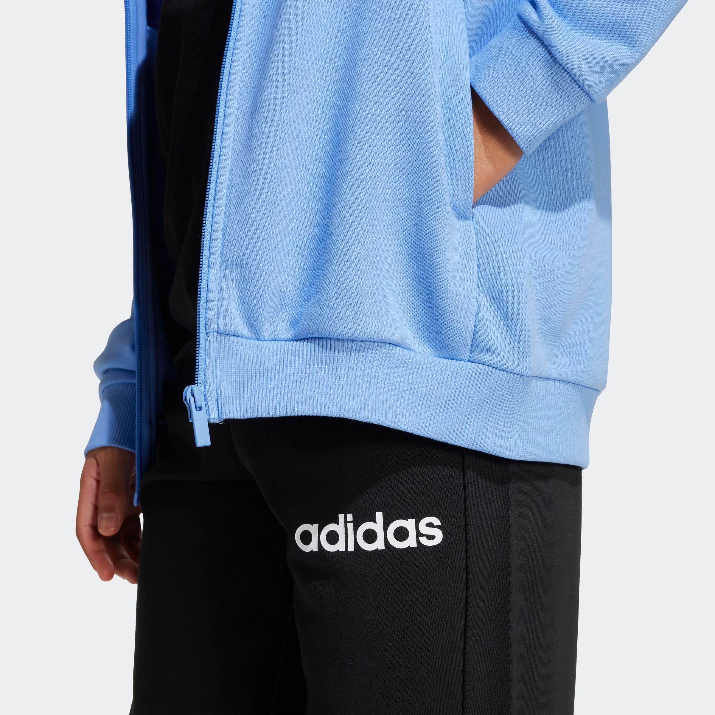 adidas Sportswear Trainingsanzug J LIN FT TS 220 (2-tlg), zweiteilig, aus Baumwolle und Polyester, weiches French Terry