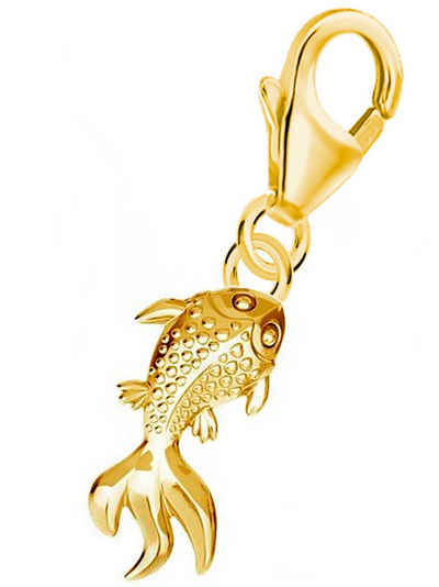 Goldene Hufeisen Charm-Einhänger Mini Goldfisch Karabiner Charm 925 Sterling Silber Vergoldet