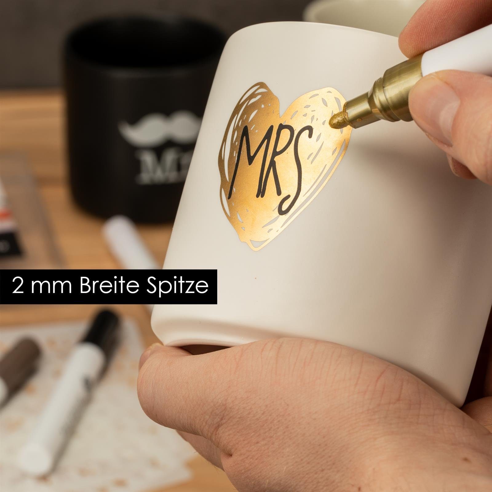 OfficeTree Malkreide Porzellan Stifte 12 Stück, (12er Set), Porzellan und Glas Stifte Set auf Wasserbasis