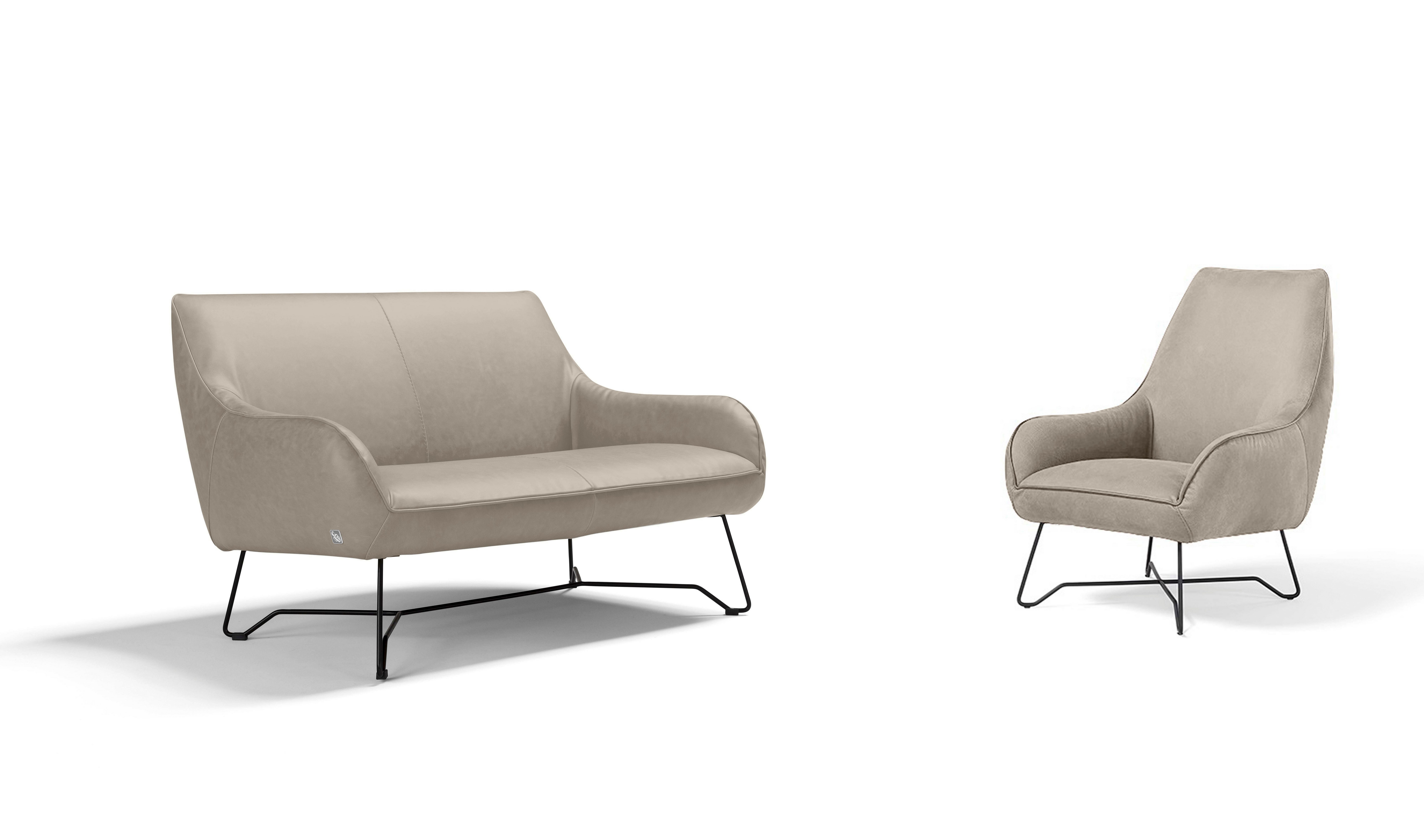 Egoitaliano Polstergarnitur Namy, Designobjekt mit hohem Sitzkomfort und toller Detailverarbeitung, Set aus 2-Sitzer und Sessel, edles Metallgestell