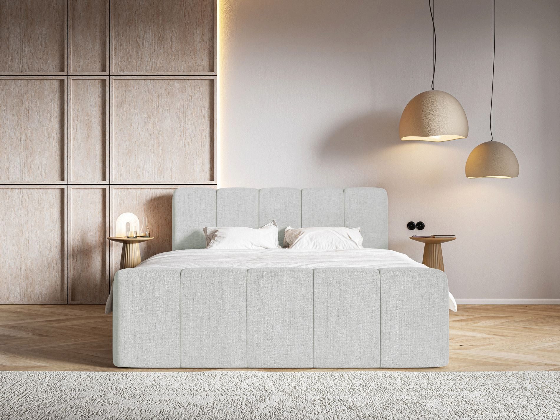 Selsey Boxbett CLOUDY II, Polsterbett mit Bettkasten, Matratze & Topper, Bouclé oder Chenille