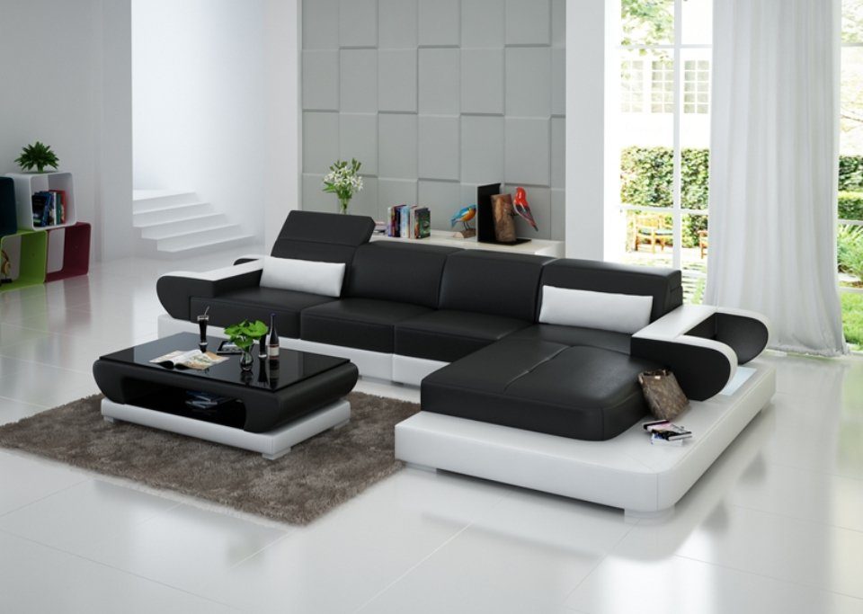 JVmoebel Wohnlandschaft Design Modern Sofa Ledersofa Couch Ecksofa, Ecksofa