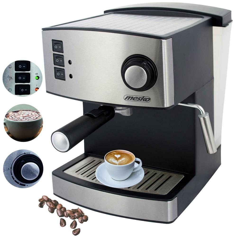 Mesko Filterkaffeemaschine, Edelstahl, 15 bar, Milchaufschäumer