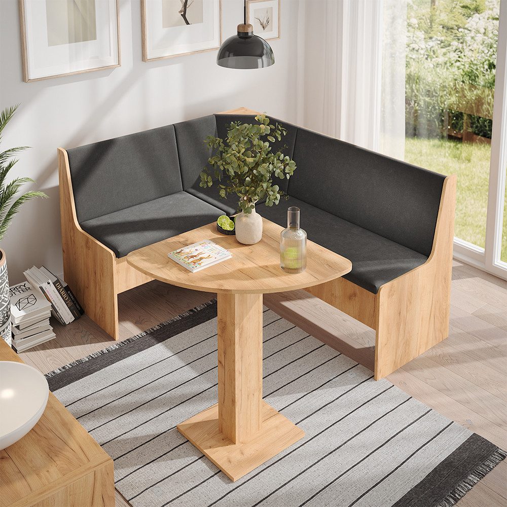 Vicco Sitzgruppe Ramon, Goldkraft Eiche, 137.6 x 92.8 cm mit ecktisch