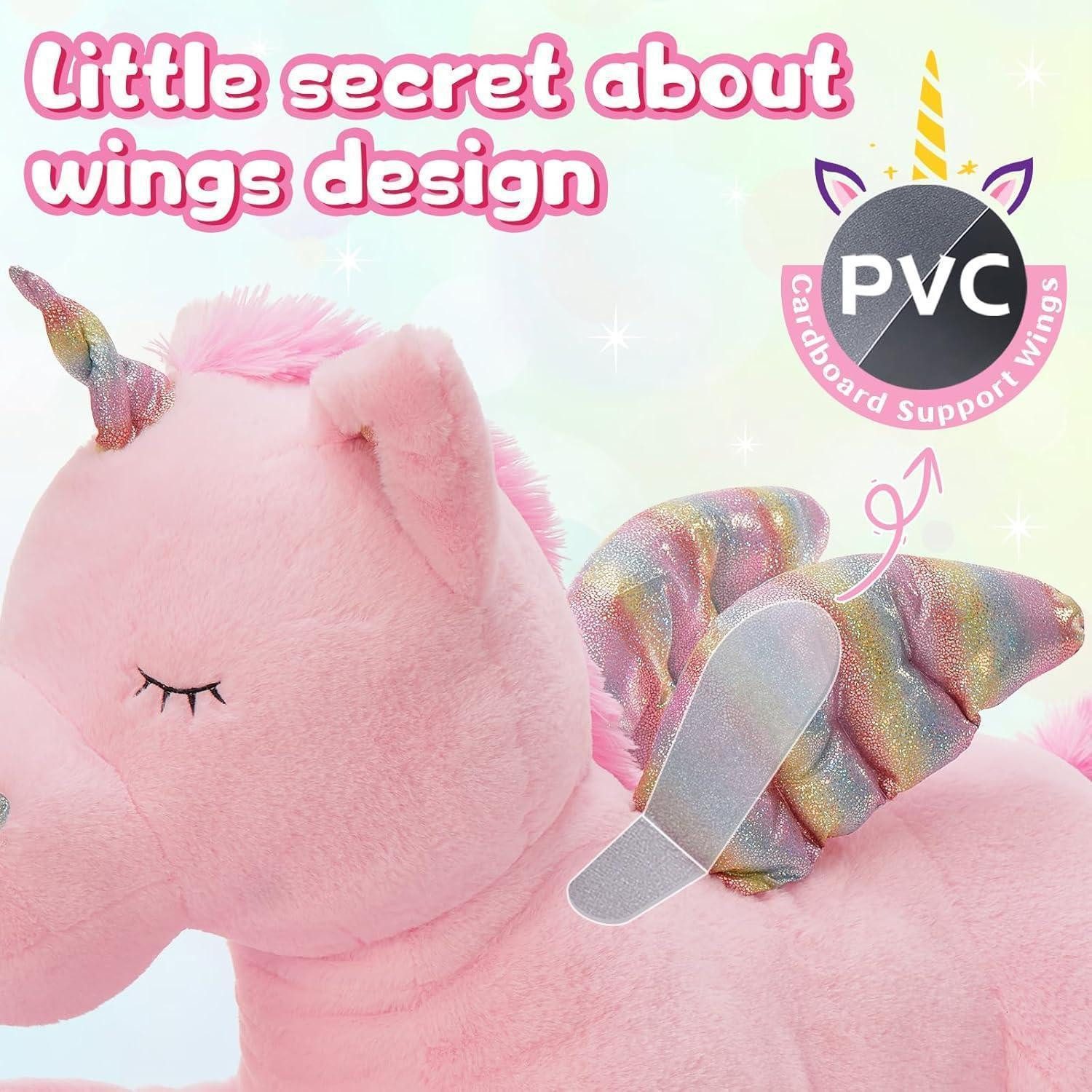 LuxusKollektion Kuscheltier Kuscheltier Einhorn XXL 110cm Riesen Kinder Mädchen Rosa Pink-silver