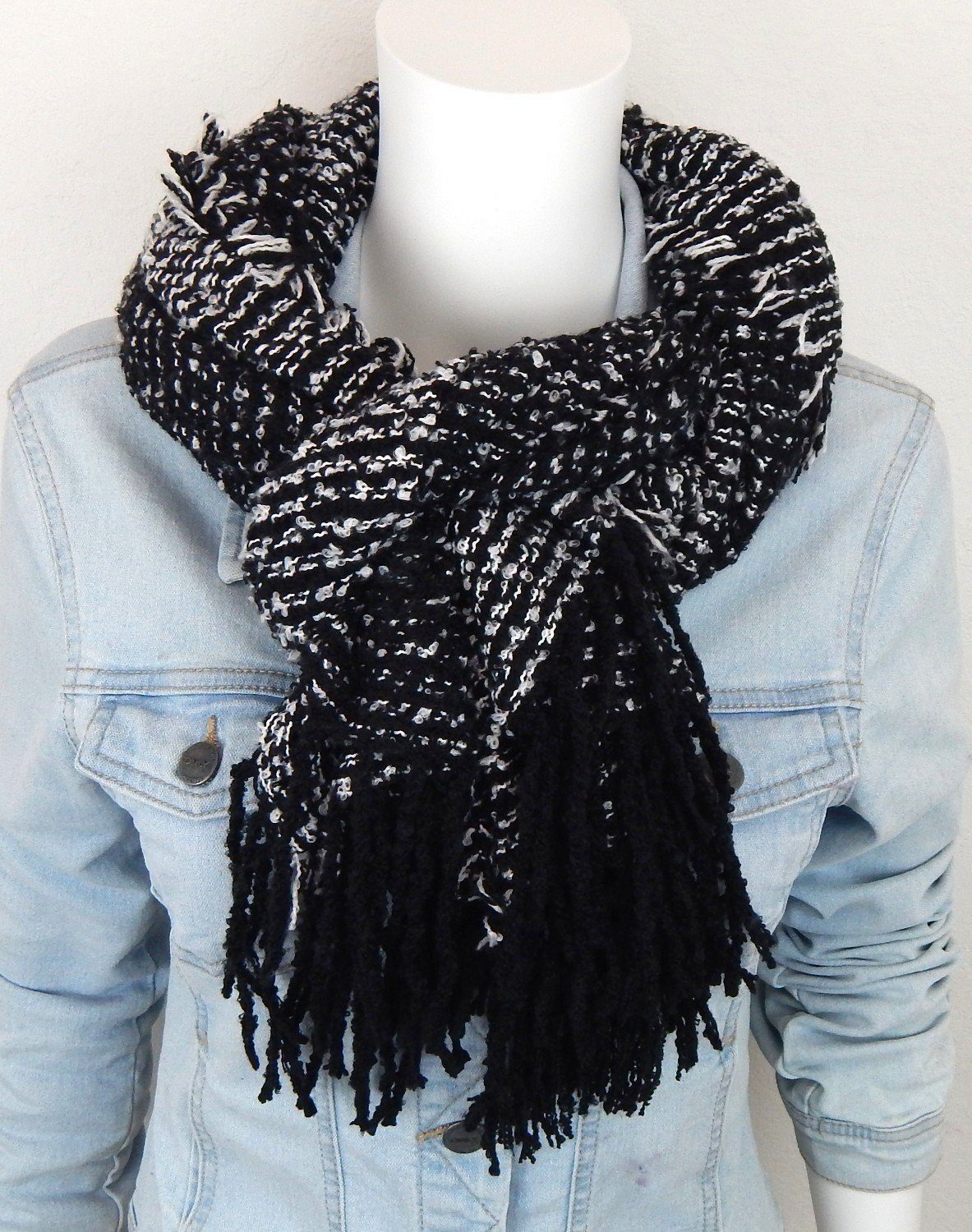 Ella Jonte Modeschal, schwarz weiss breiter weicher Herbst Winterschal Rund günstig online kaufen