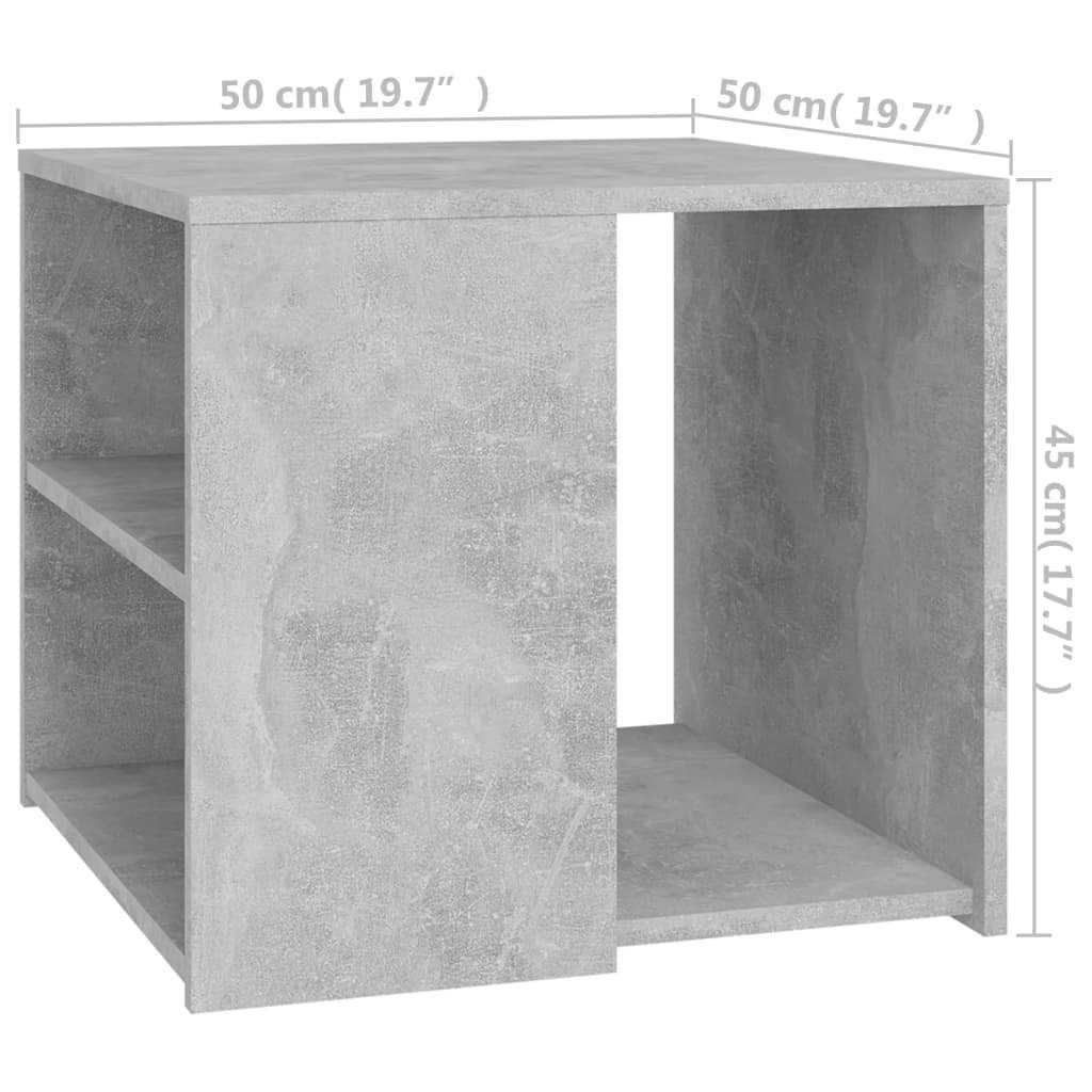 vidaXL Beistelltisch Betongrau Betongrau cm Beistelltisch (1-St) | 50x50x45 Holzwerkstoff Betongrau