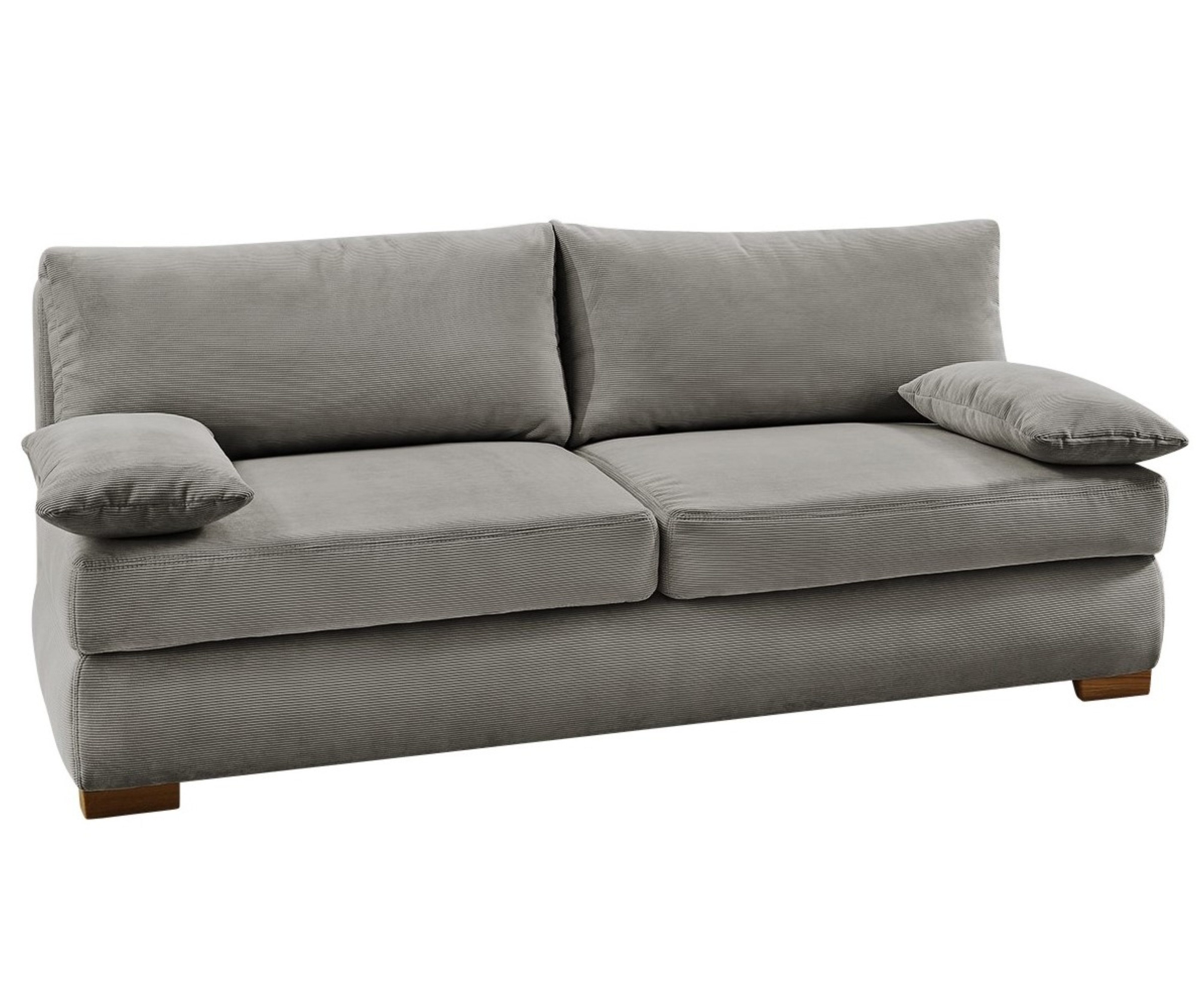 luma-home Schlafsofa 15152, Dauerschläfer mit Bettkasten B201/T110/H88 cm, Liegefläche 160x200 cm, Federkern, Wellenunterfederung, separater Topper, Feincord Hell-Grau