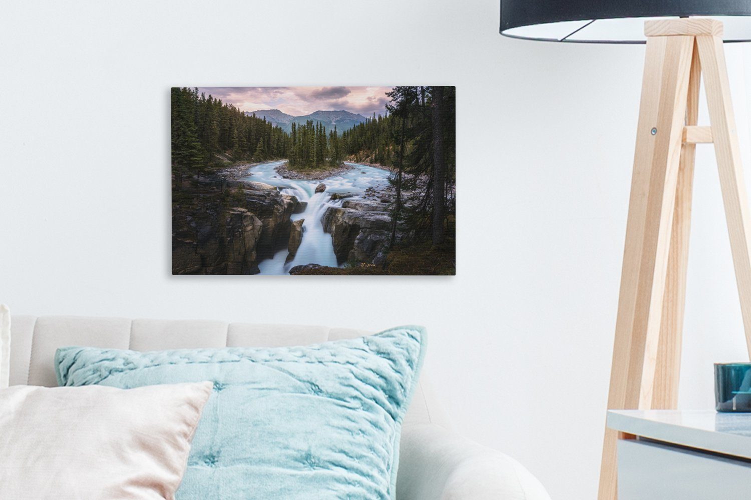 National Park cm (1 Wasserfall im Aufhängefertig, St), Leinwandbild Wandbild 30x20 in OneMillionCanvasses® Leinwandbilder, Jasper Nordamerika, Wanddeko,