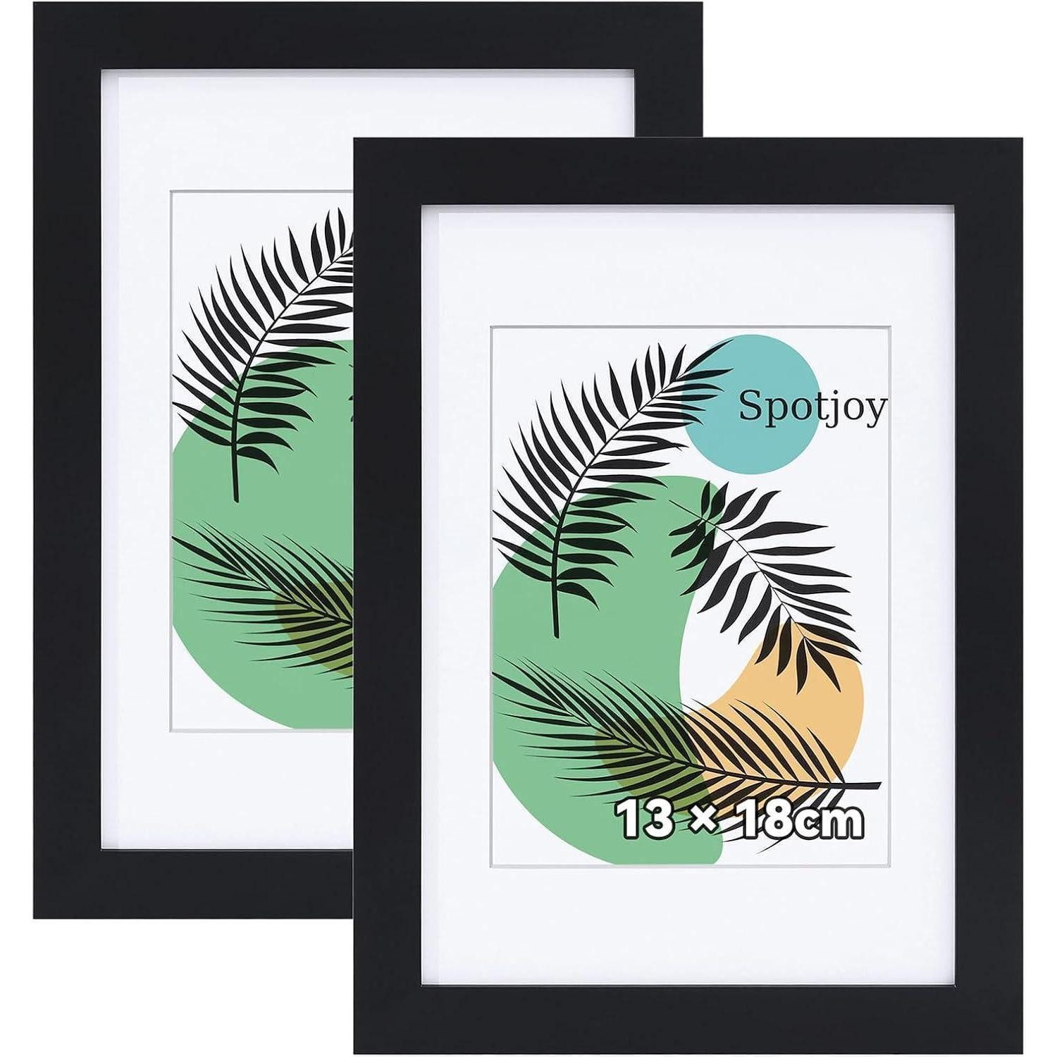 Bilderrahmen-Set Bilderrahmen 13x18 cm 2er Set Holzrahmen mit Passepartout Acrylglas
