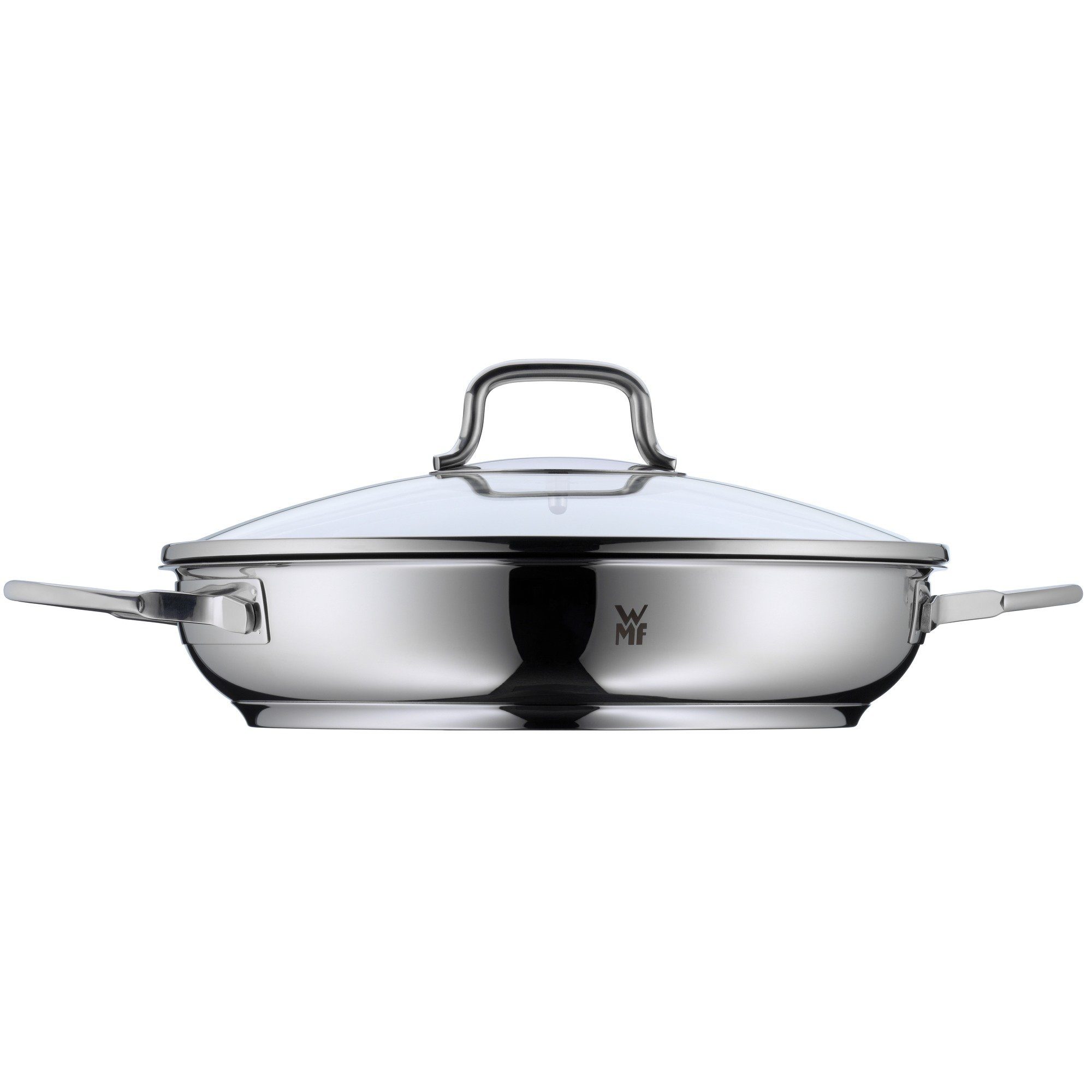 WMF Schmorpfanne Devil, Servierpfanne Induktion Ø 26 cm mit Glasdeckel, Cromargan® Edelstahl Rostfrei 18/10, Keramikbeschichtung, Pfanne ofenfest bis 250°C, für alle Herdarten