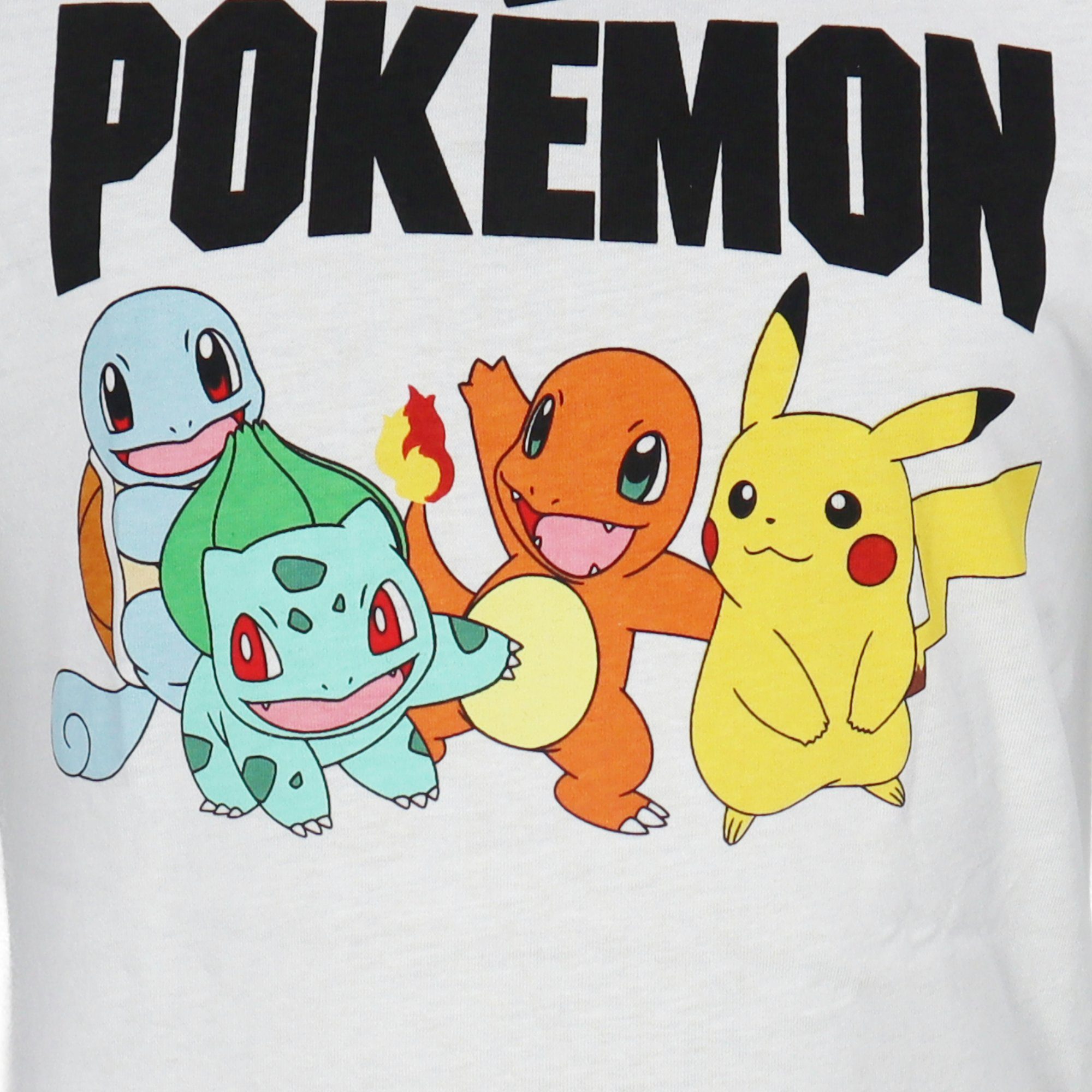 Pikachu Print-Shirt Shirt Weiß Friends 110 T-Shirt Kinder 100% Gr. Pokemon POKÉMON bis and 152, Kurzarm Baumwolle