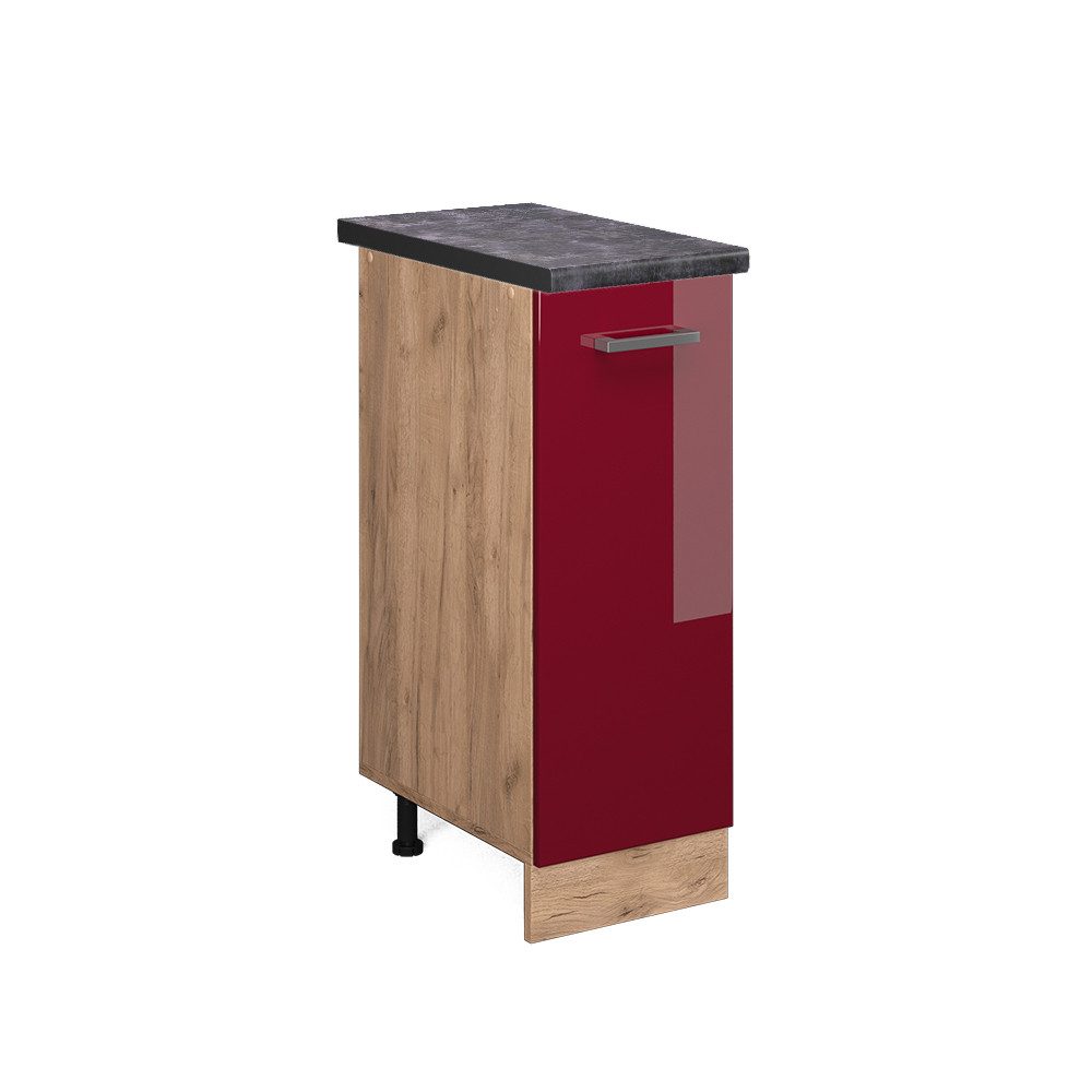 Vicco Apothekerschrank R-Line Bordeaux Hochglanz/Goldkraft Eiche 30 cm AP E günstig online kaufen