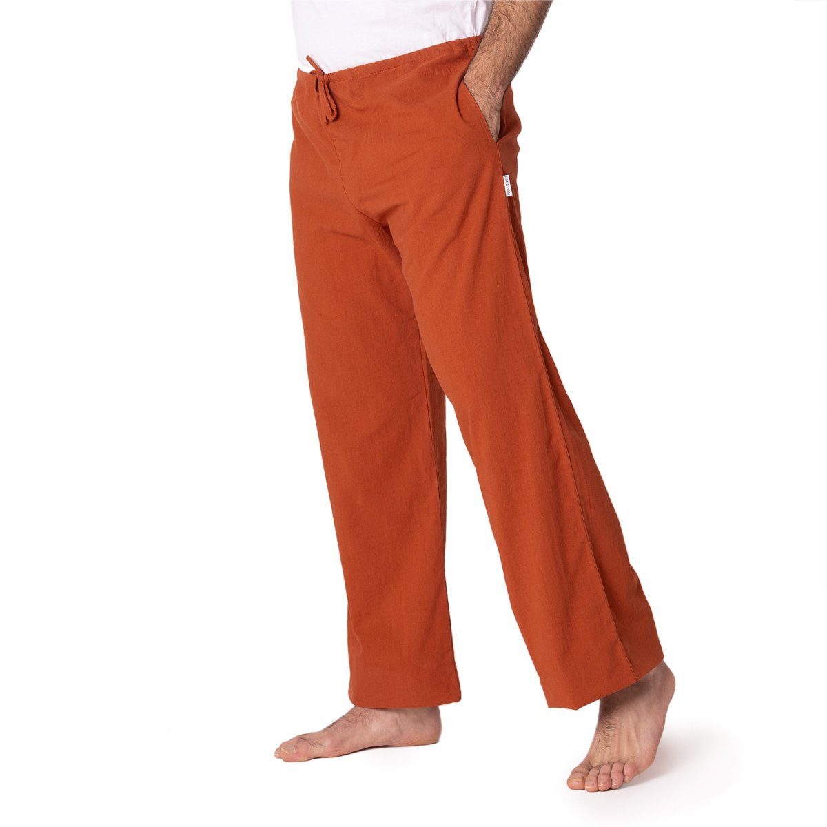 PANASIAM Wellnesshose Unisex Damen Relaxhose und Taschen aus großer mit Farbauswahl Bequeme feiner in Herren Stoffhose rotbraun Baumwolle für Freizeithose