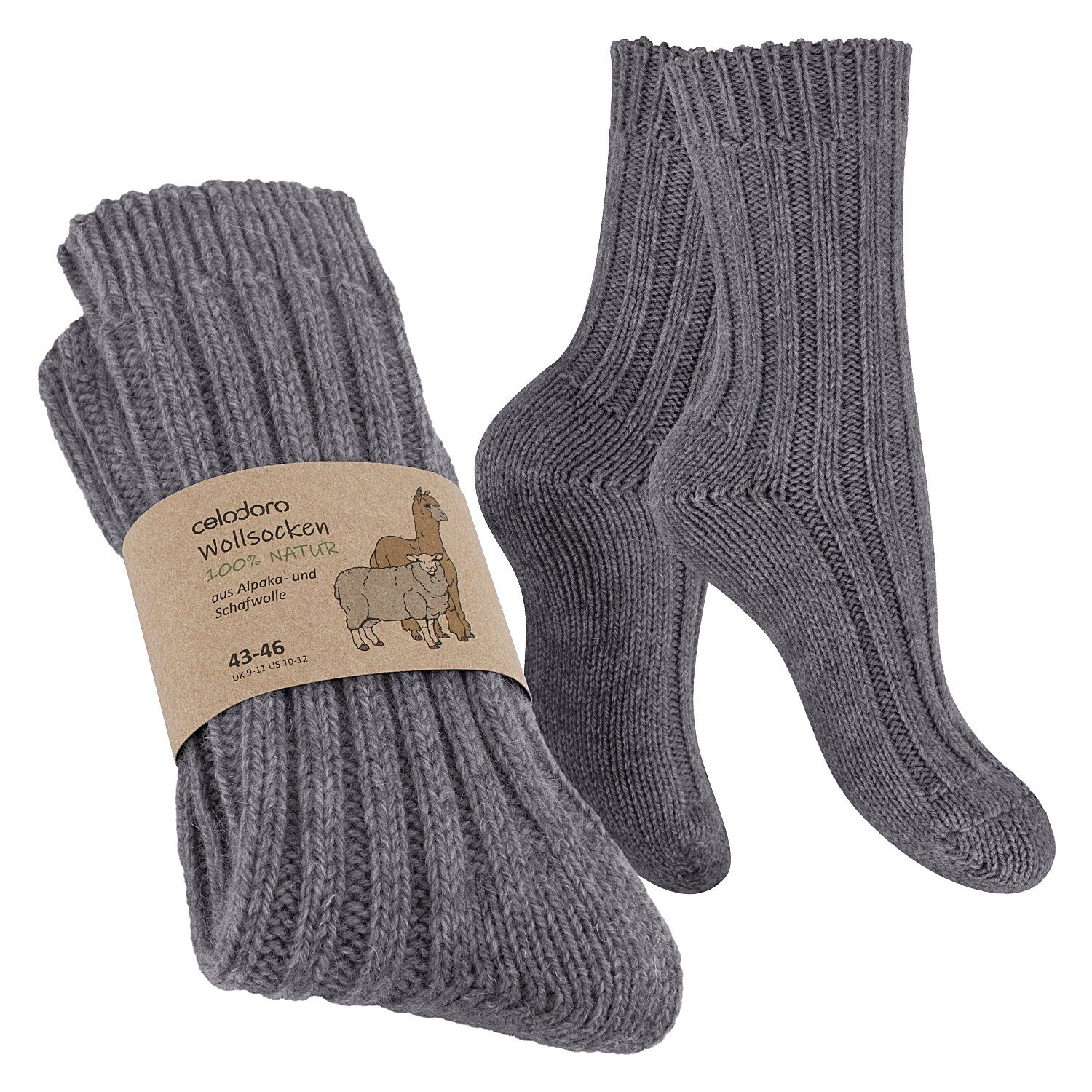 Thermosocken Damen & Herren Natur Wollsocken mit Alpaka Winter Socken