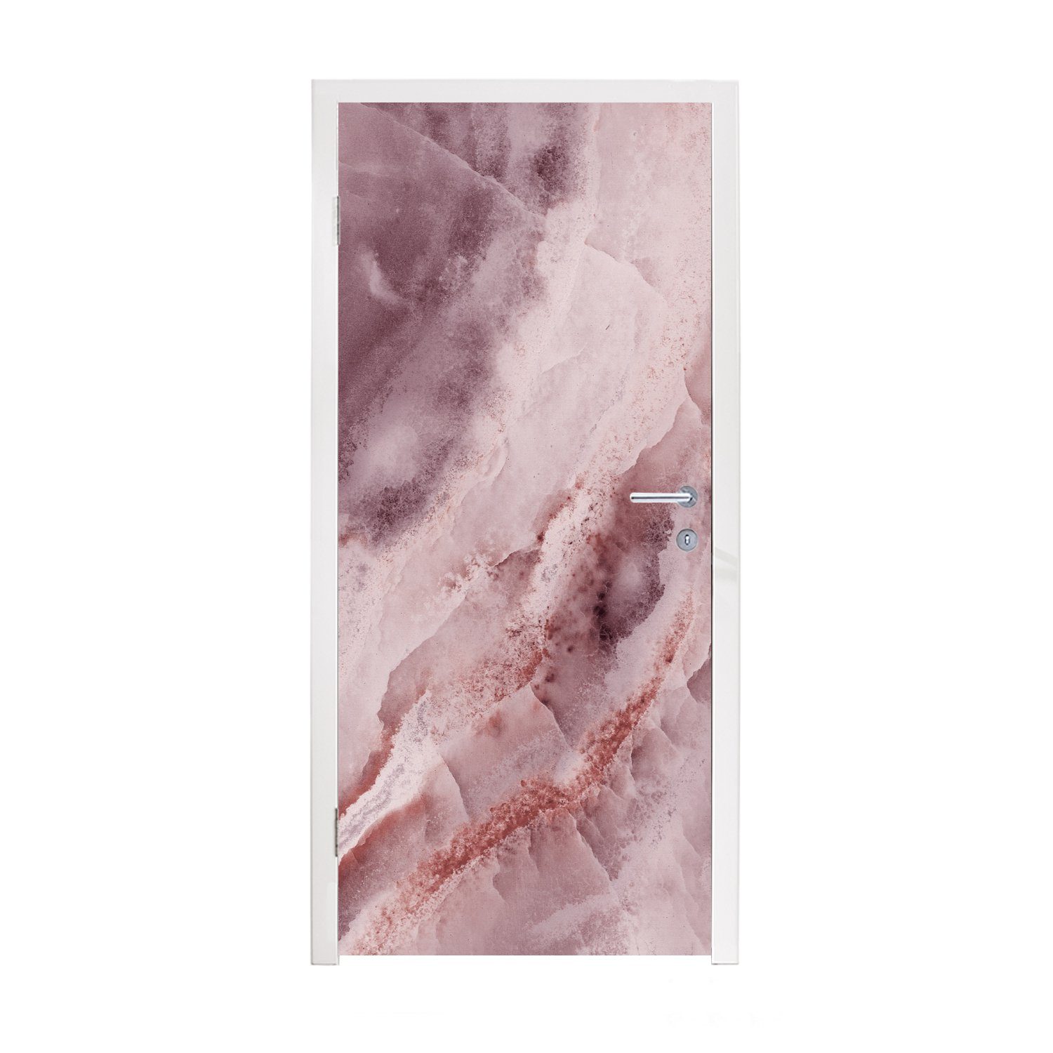 MuchoWow Türtapete Naturstein - Rosa - Luxus, Matt, bedruckt, (1 St), Fototapete für Tür, Türaufkleber, 75x205 cm