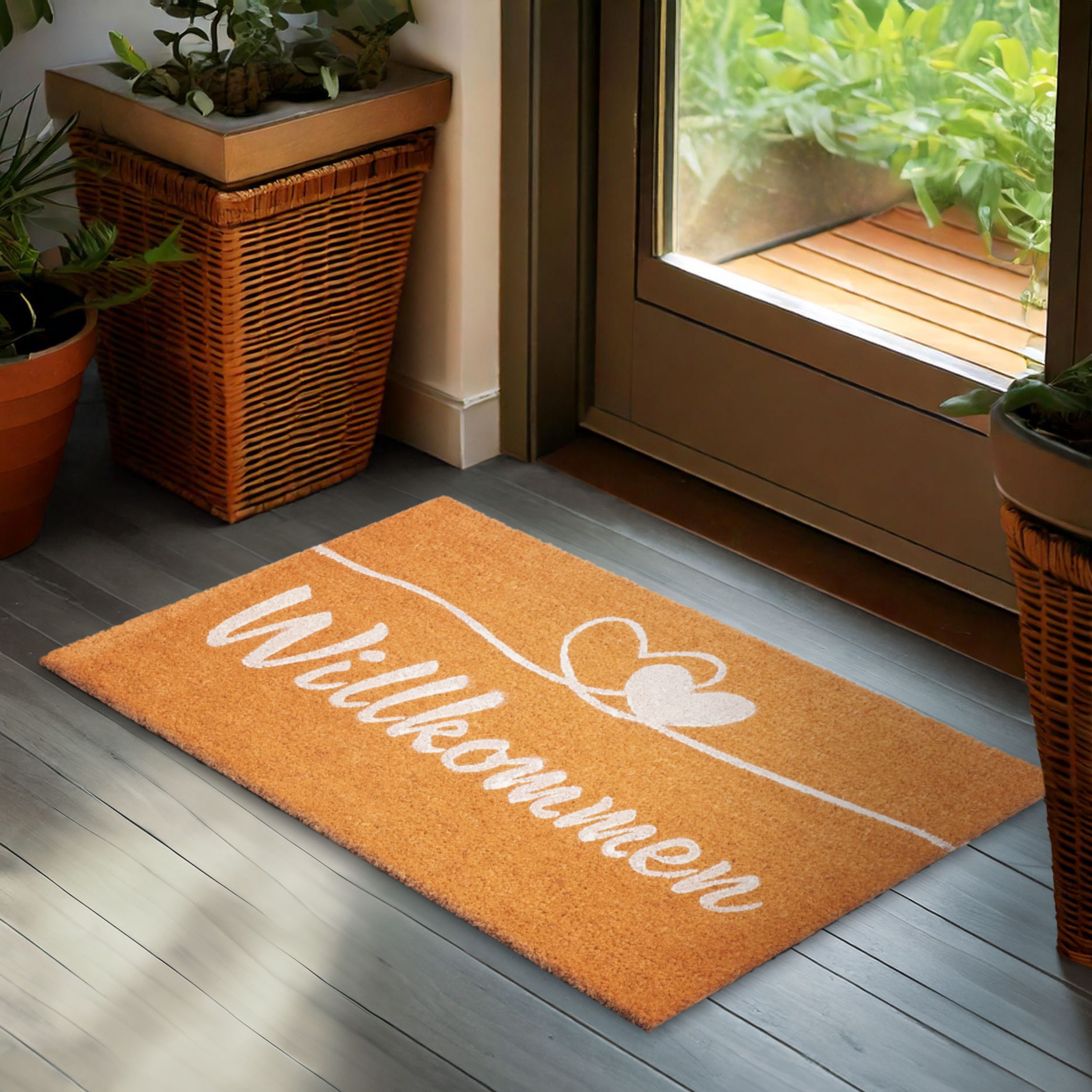 BRUBAKER Fußmatte Willkommen - 45 x 75 cm Schmutzfangmatte mit Herzen - Bra günstig online kaufen