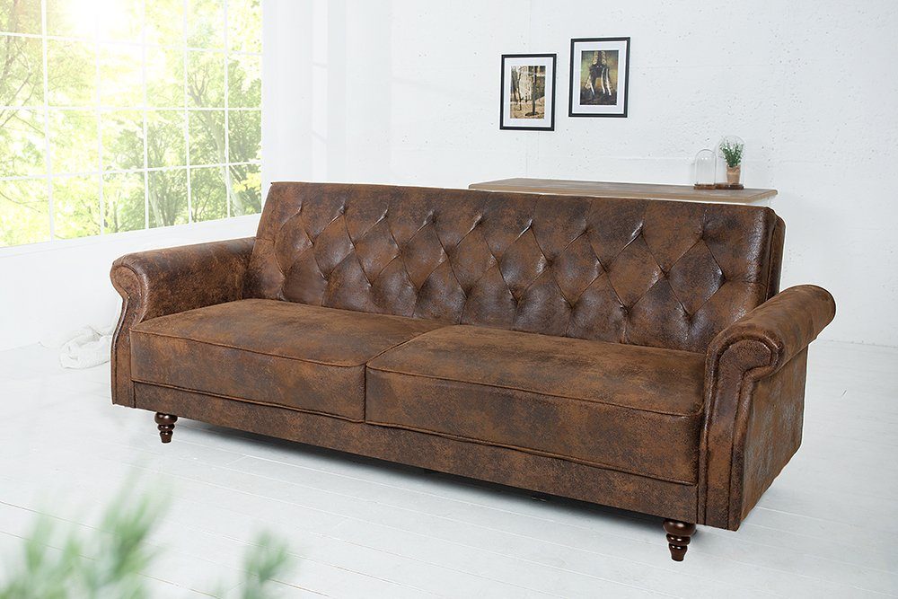 riess-ambiente 3-Sitzer MAISON BELLE AFFAIRE 220cm antik braun - Microfaser, Schlaffunktion, Einzelartikel 1 Teile, Federung & verstellbarer Rückenlehne – ideal – Bild 4 von 5