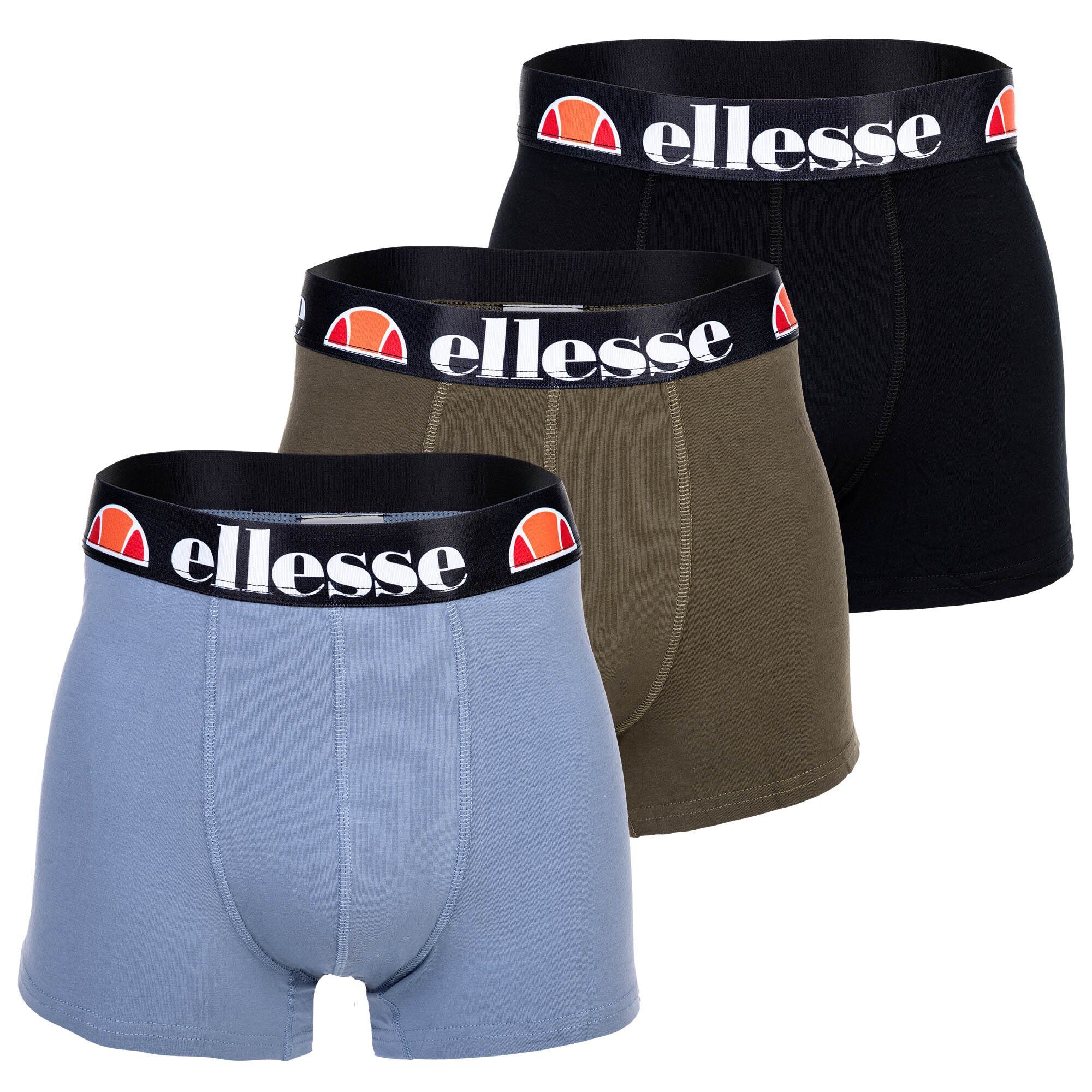 Herren Shorts - Fashion Boxer Pack Ellesse 3er GRILLO, Schwarz/Grün/Blau Boxer