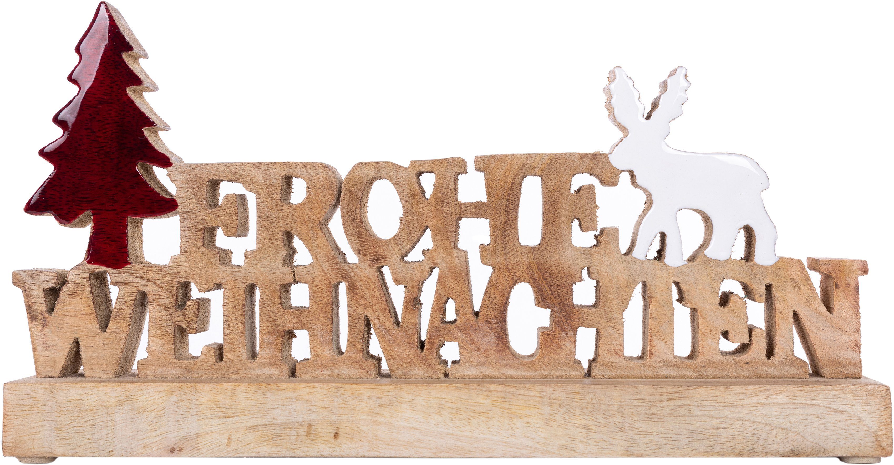 [Vom Hersteller generalüberholtes Produkt] Home affaire (1 Weihnachtsdeko Höhe ca. 16 cm St), "Frohe aus Holz, Deko-Schriftzug Weihnachten"