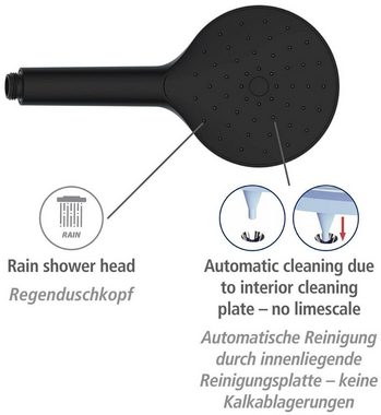 WENKO Handbrause Automatic Cleaning, (1-tlg), Schwarz, Ø 12 cm