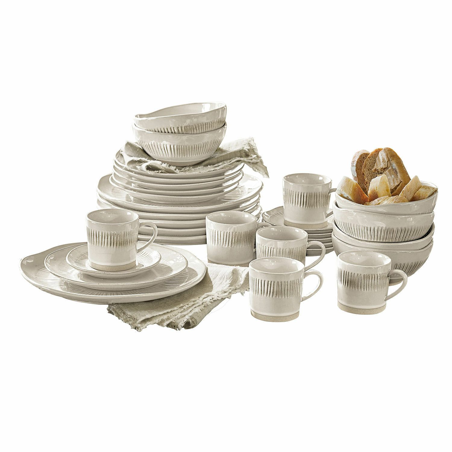 Mirabeau Geschirr-Set Geschirr 30er Set Périers creme, Steinzeug