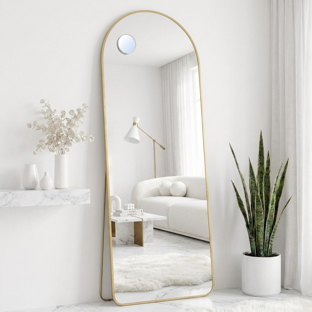 SONGMICS Standspiegel Ganzkörperspiegel mit saughaftem, verschiebbarem Vergrößerungsspiegel, stehend oder wandmontiert, 160 x 50 / 150 x 40 cm, Hartglas, gewölbt