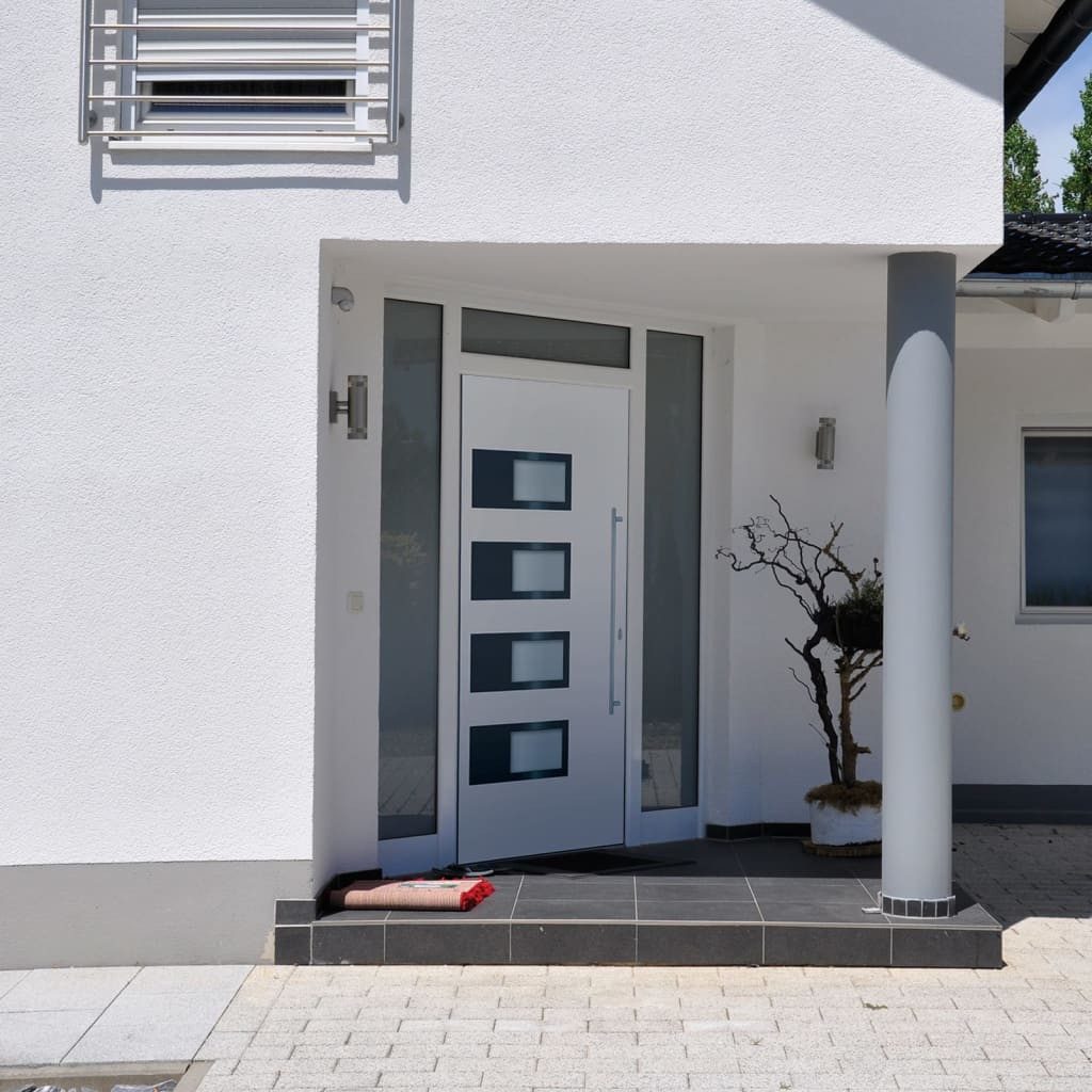 vidaXL Haustür Haustür Weiß 100x200 cm Aluminium und PVC Haus Eingangstür Glas-Elemen