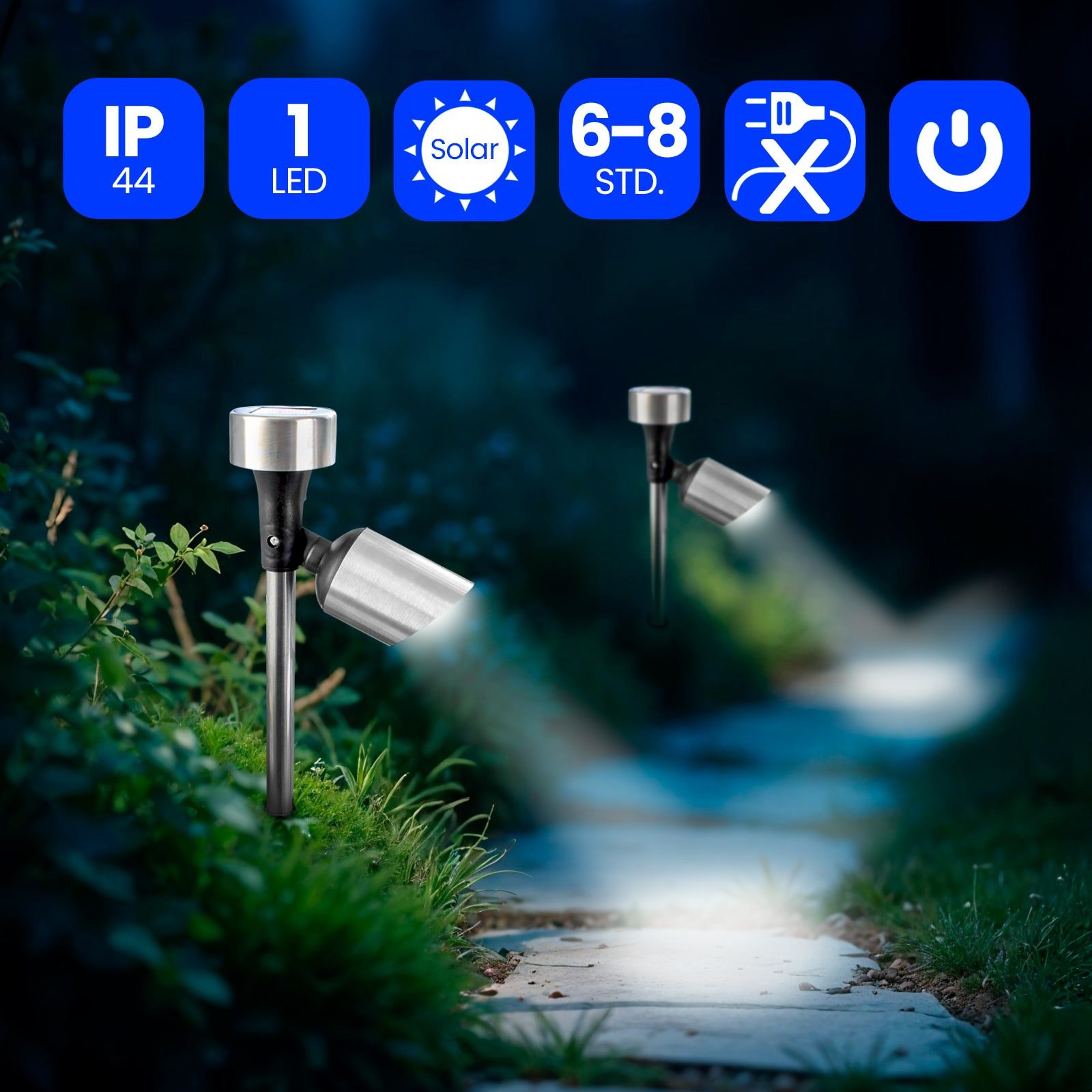 Grundig LED Gartenleuchte Solarstrahler, LED fest integriert, Beleuchtung für Einfahrt und Wege