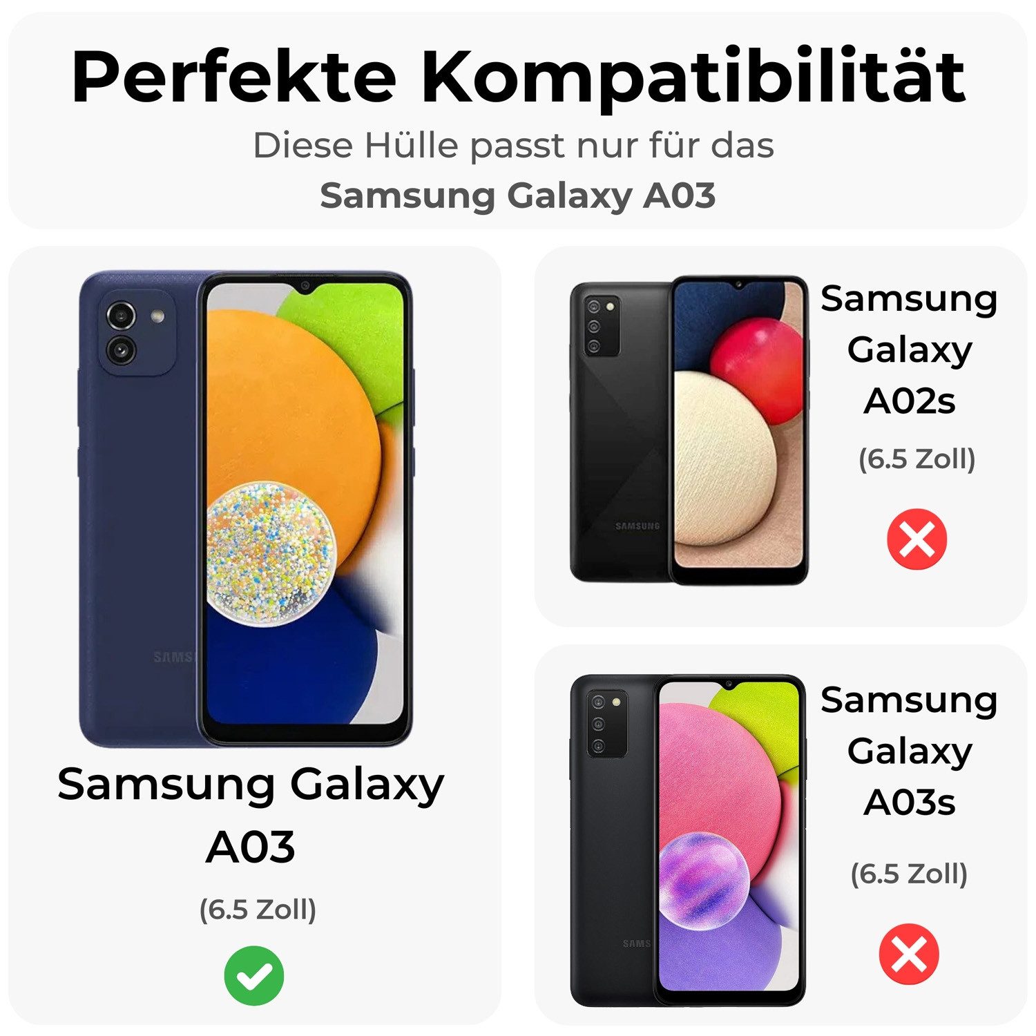 betterfon Handykette für Samsung Galaxy A03 Handyhülle mit Band & Kordel Bumper Schwarz, Hände frei – mit Silikonhülle & Schnur für flexiblen Alltag
