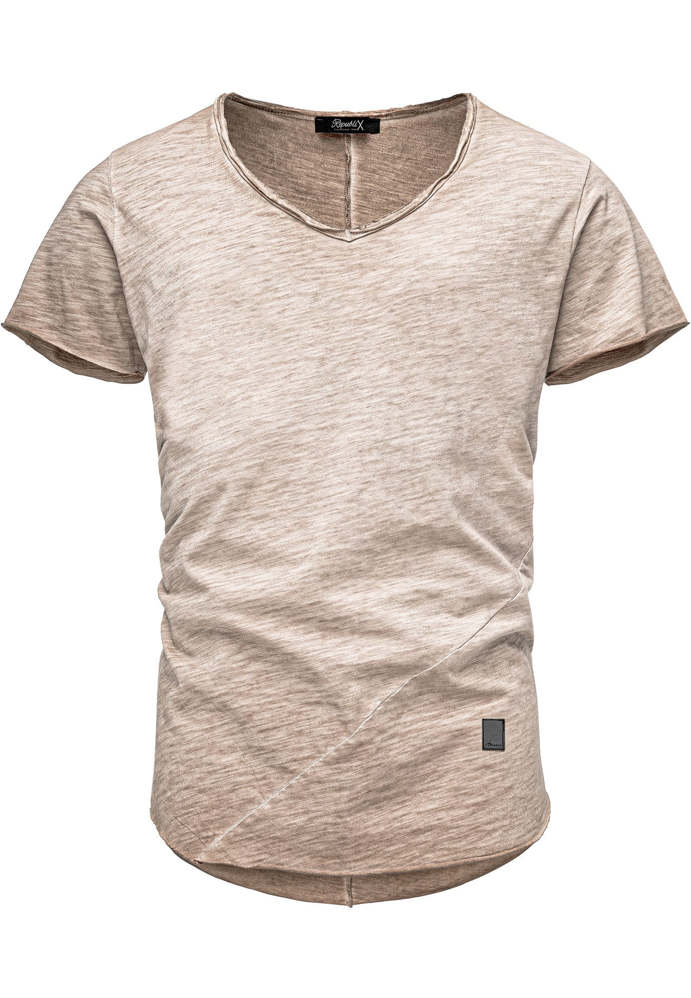 REPUBLIX T-Shirt AVA Herren Vintage Oversize Verwaschen V-Ausschnitt Shirt