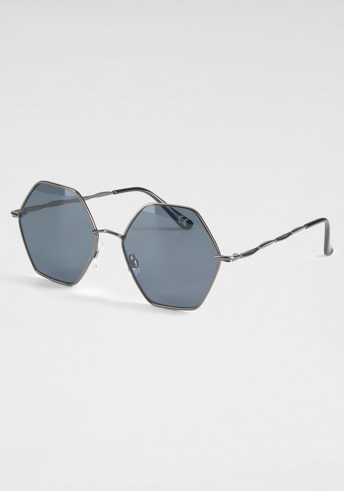 Sonnenbrillen - YOUNG SPIRIT LONDON Eyewear Retrosonnenbrille mit 6 eckigem Vollrand › grau  - Onlineshop OTTO