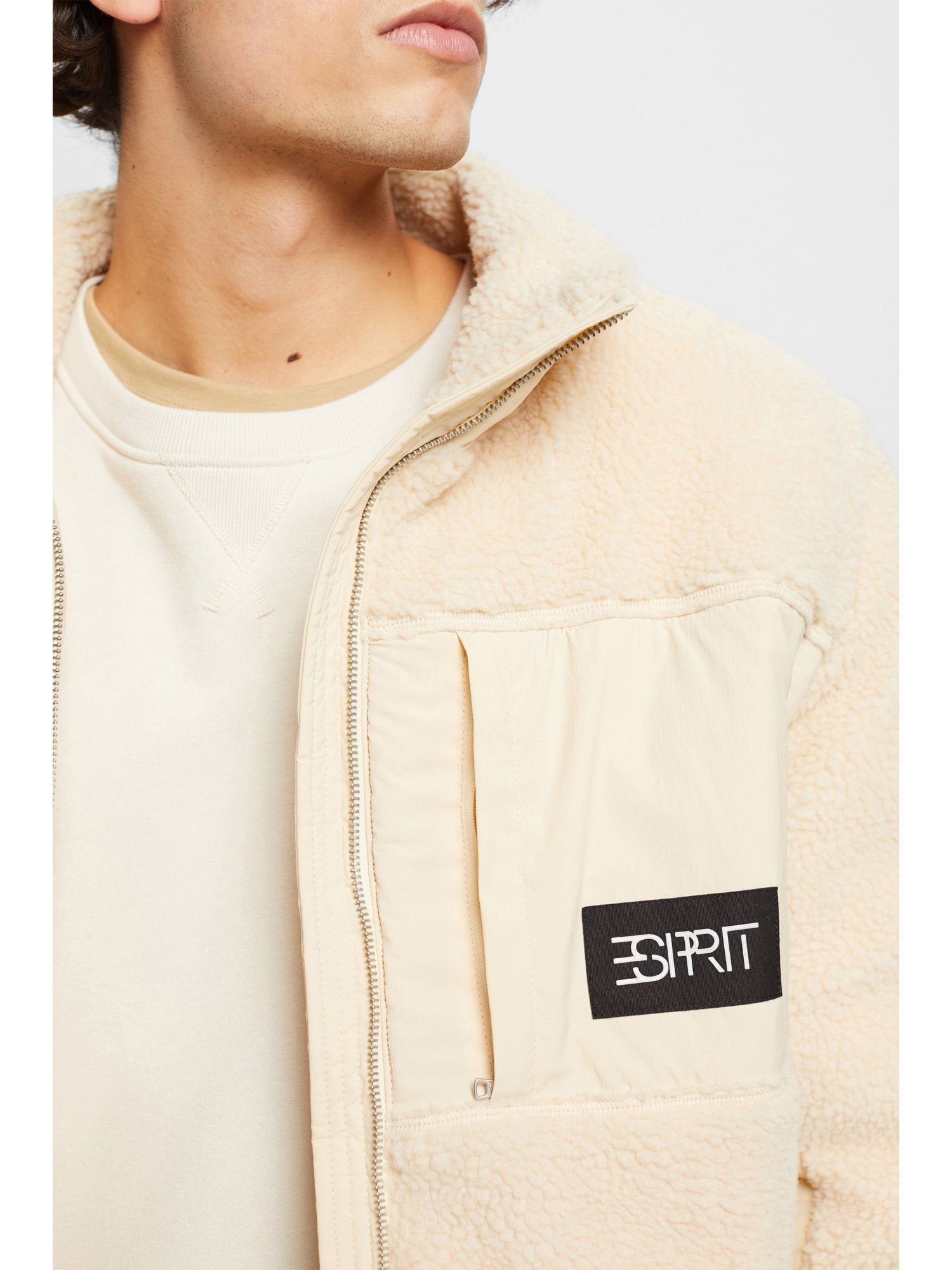 abgenähtem Esprit Sherpa-Jacke Design in Fleecejacke BEIGE CREAM