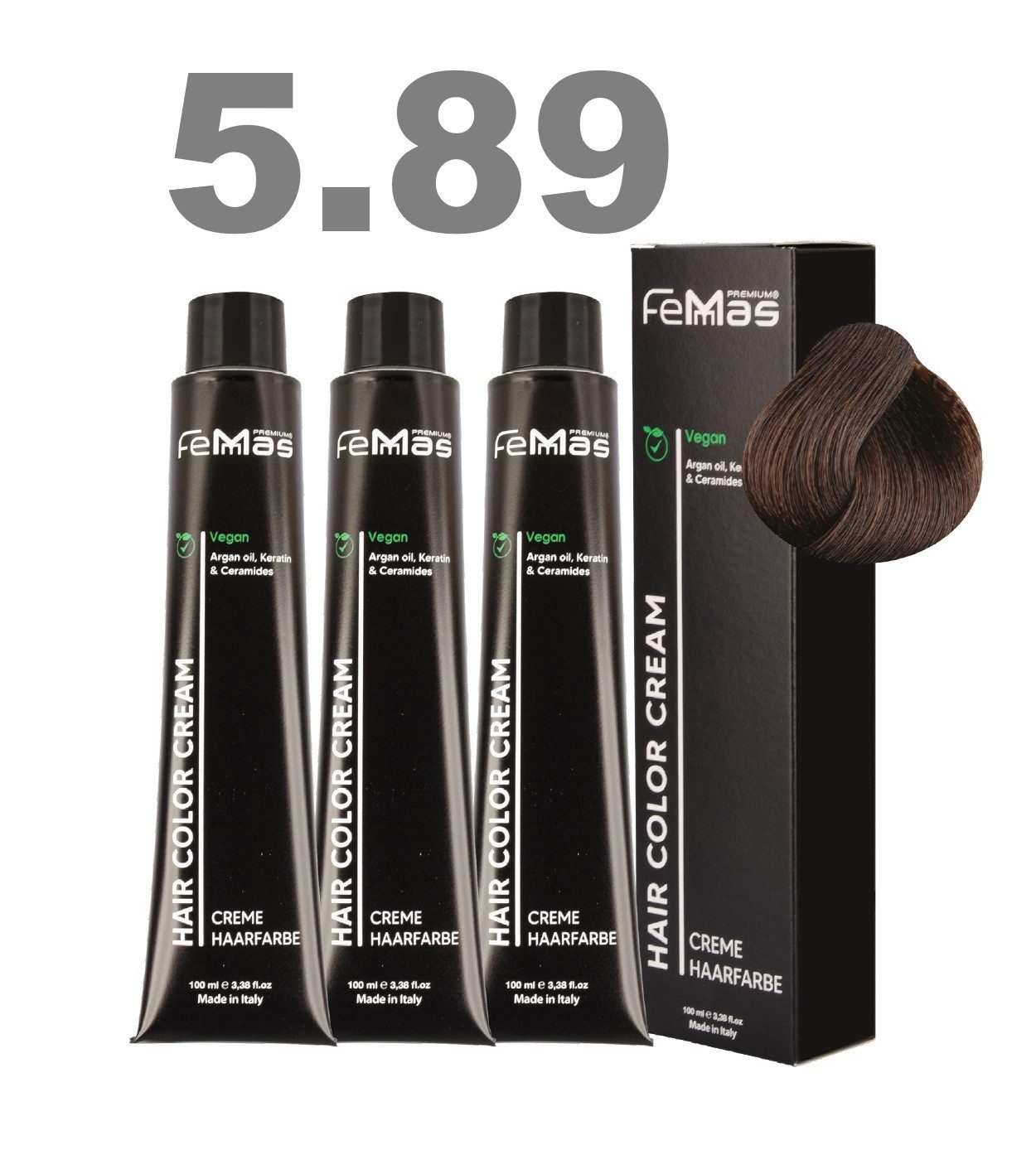 Femmas Premium Haarfarbe FemMas professionelle Haarfarbe mit Arganöl 3 x 100 ml