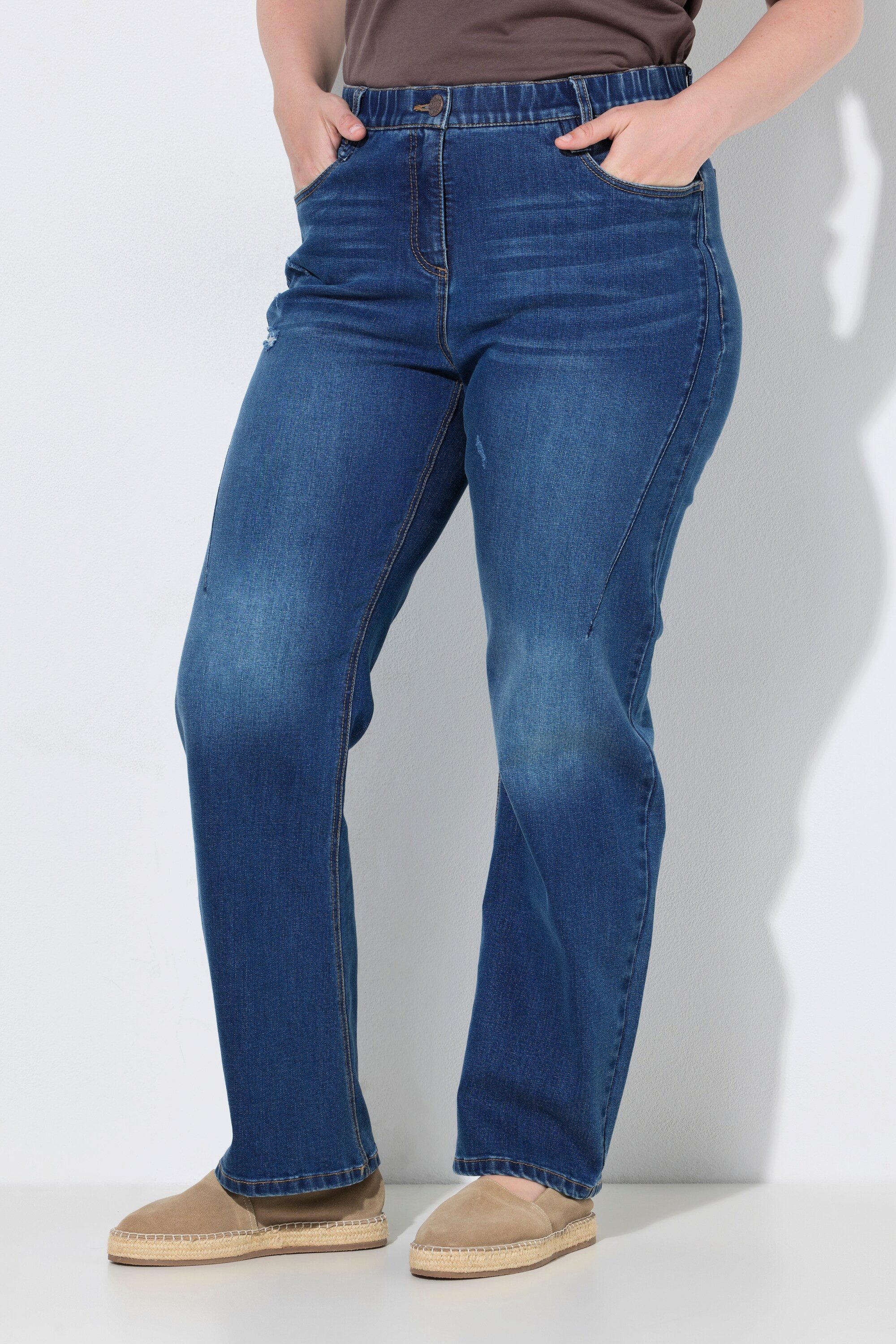 Ulla Popken Regular-fit-Jeans Jeans Mandy Destroy-Effekte 5-Pocket-Style