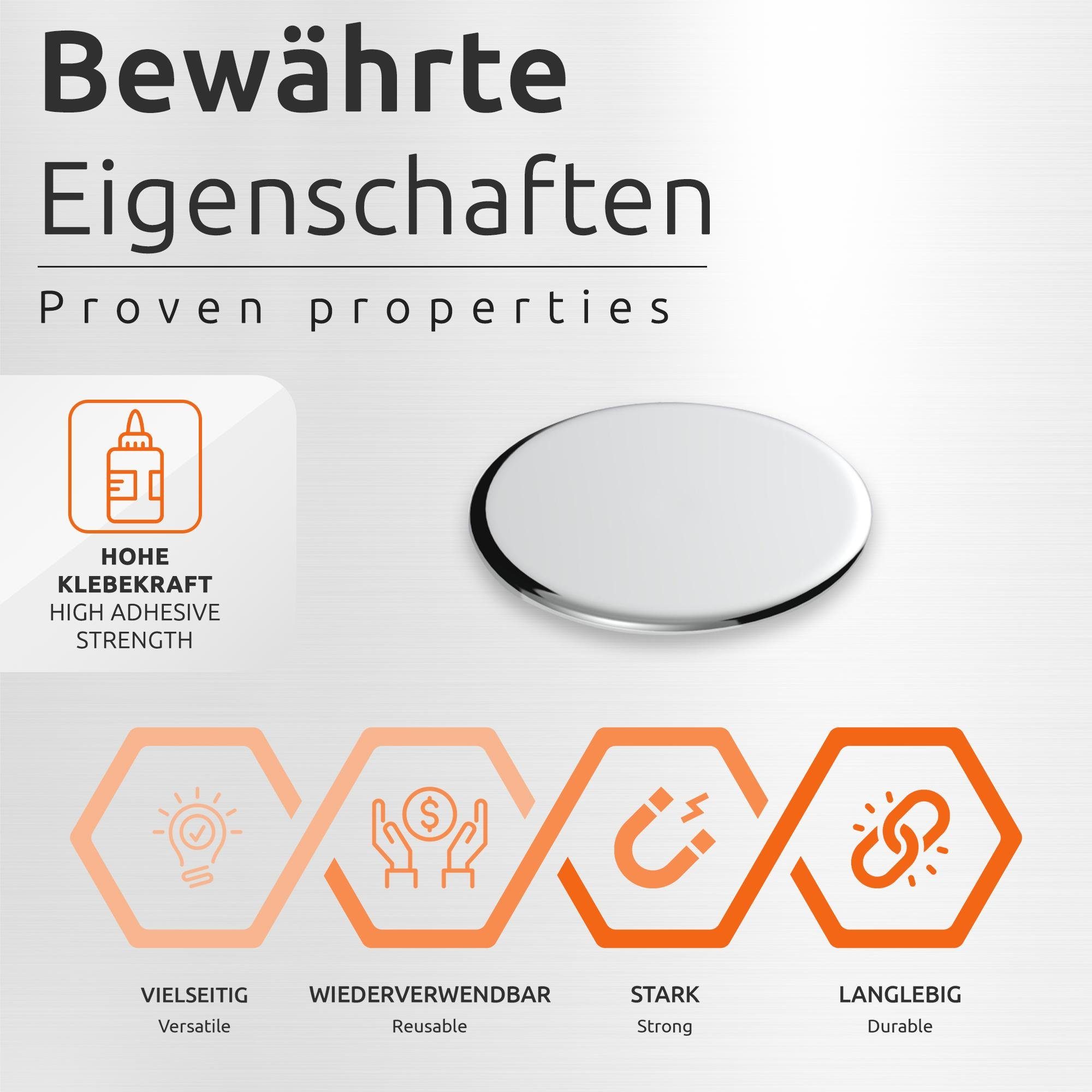 ECENCE Magnet Neodym Klebe-Magnete 10x selbstklebend Magnet rund (10-St)