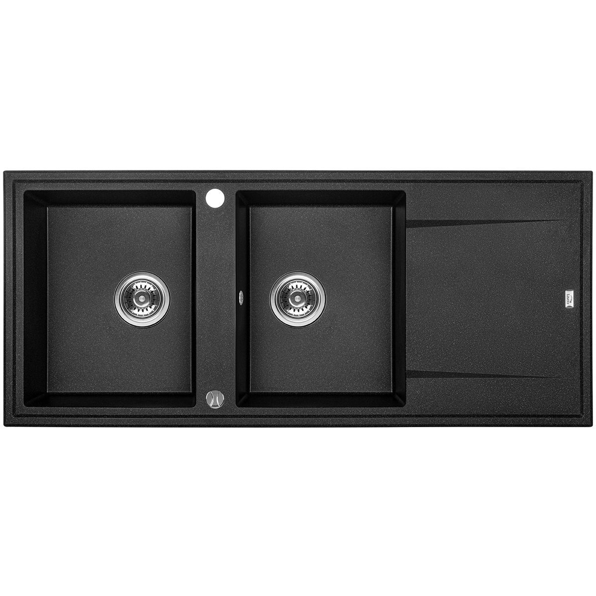 KOLMAN Küchenspüle Doppelbecken Megalo Granitspüle, Rechteckig, 50/116 cm, Space Saving Siphon GRATIS