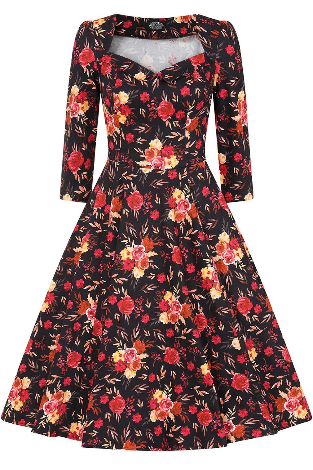 Hearts & Roses London A-Linien-Kleid Margot Floral Blumen Rosen Vintage Ret günstig online kaufen