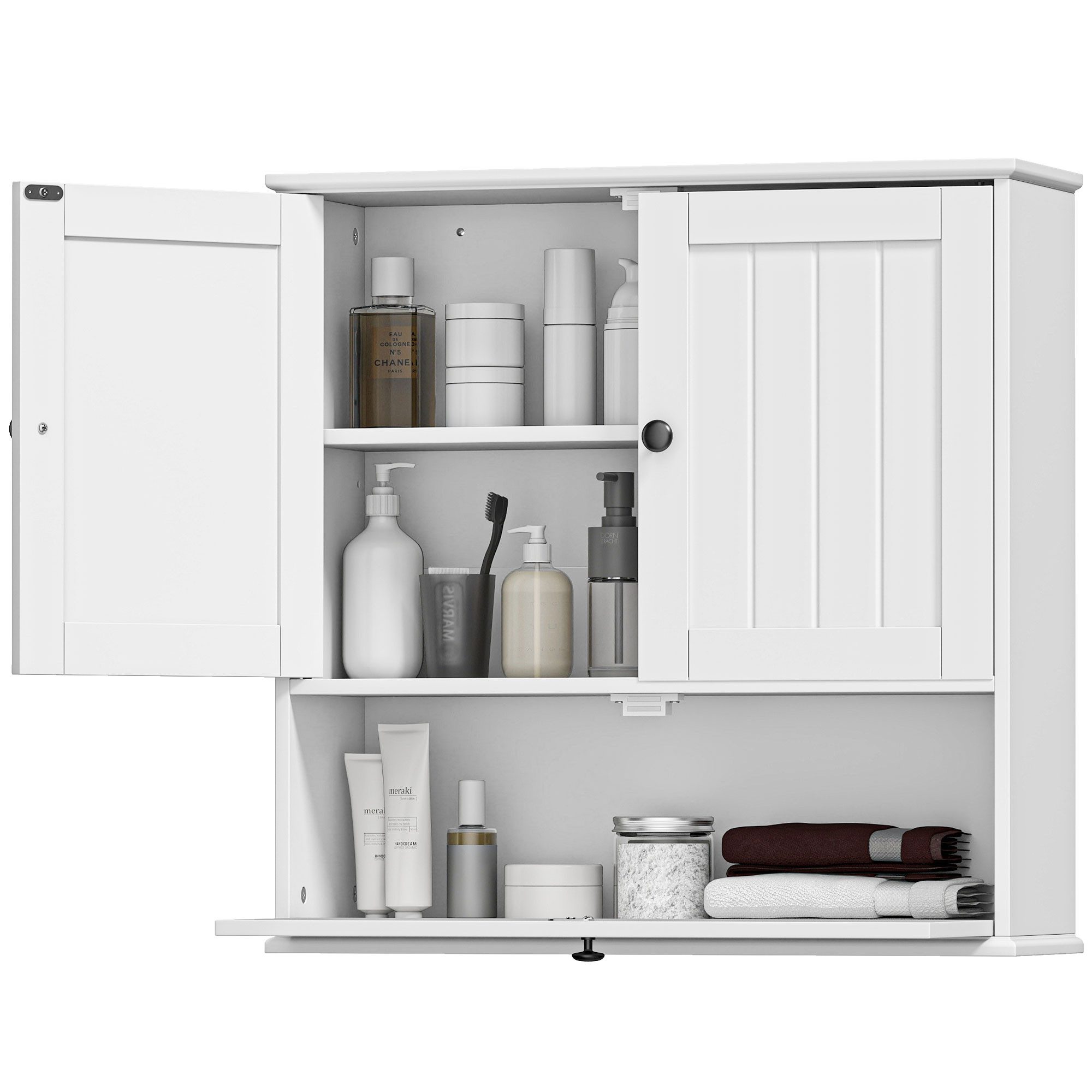 MC Star Hängeschrank Badezimmerschrank Wandmontage Rustikal 60x19,5x60 cm Weiß