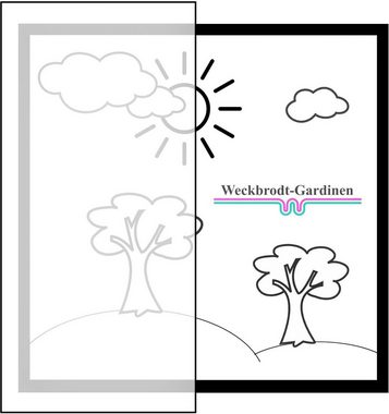 Gardine Weimar, Weckbrodt, Kräuselband (1 St), halbtransparent, Jacquard, C-Bogenstore, floraler Sockel / Bordüre, gebogt