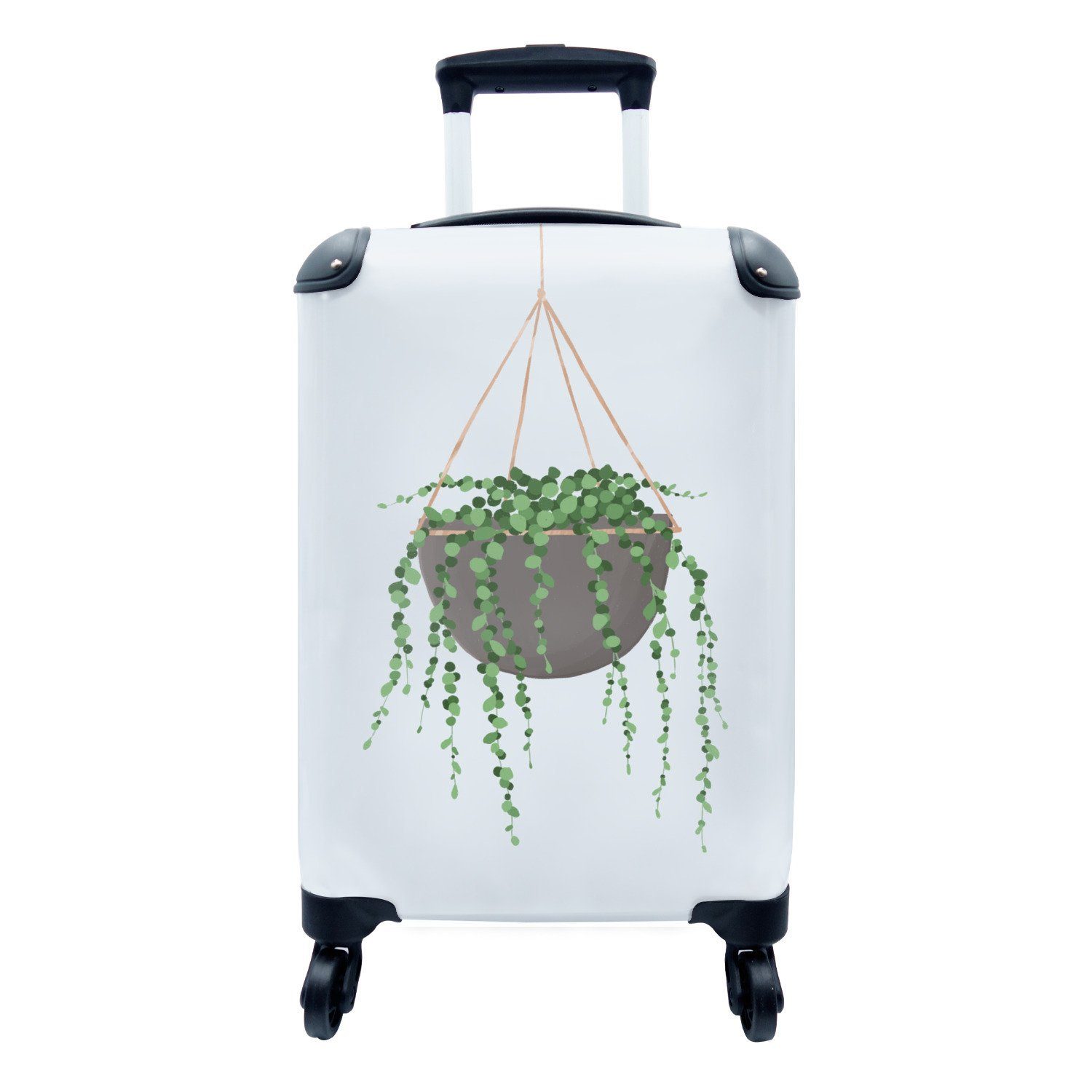 Rollen, Handgepäck - Reisekoffer mit MuchoWow - 4 Pflanzen rollen, Trolley, Pastell, Hängepflanze Ferien, für Reisetasche Handgepäckkoffer