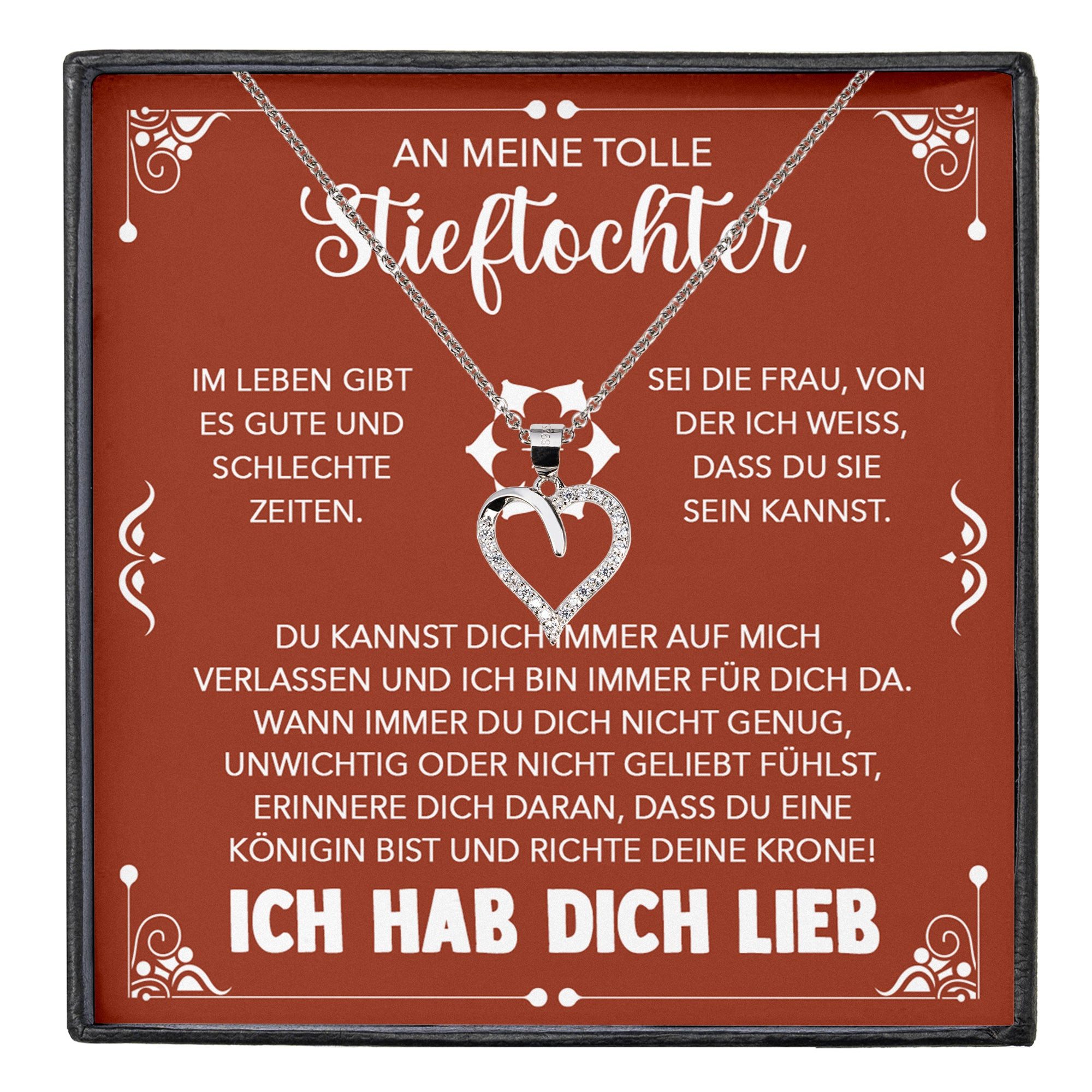 Schmuckset Stieftochter Geschenk Bonus-Tochter Mädchen Herz Halskette Frauen