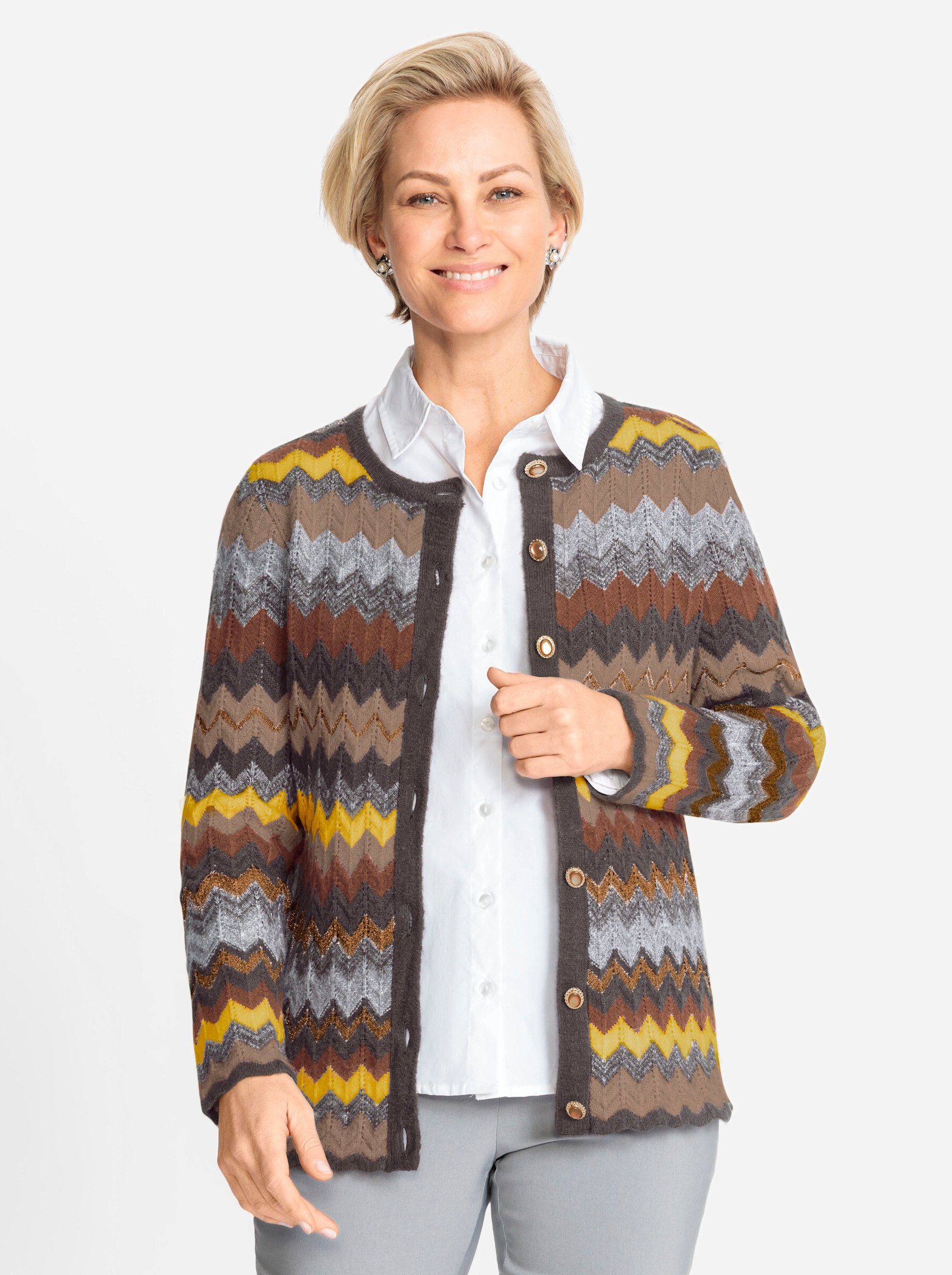 WITT WEIDEN Strickjacke ocker-anthrazit-gemustert | Cardigans