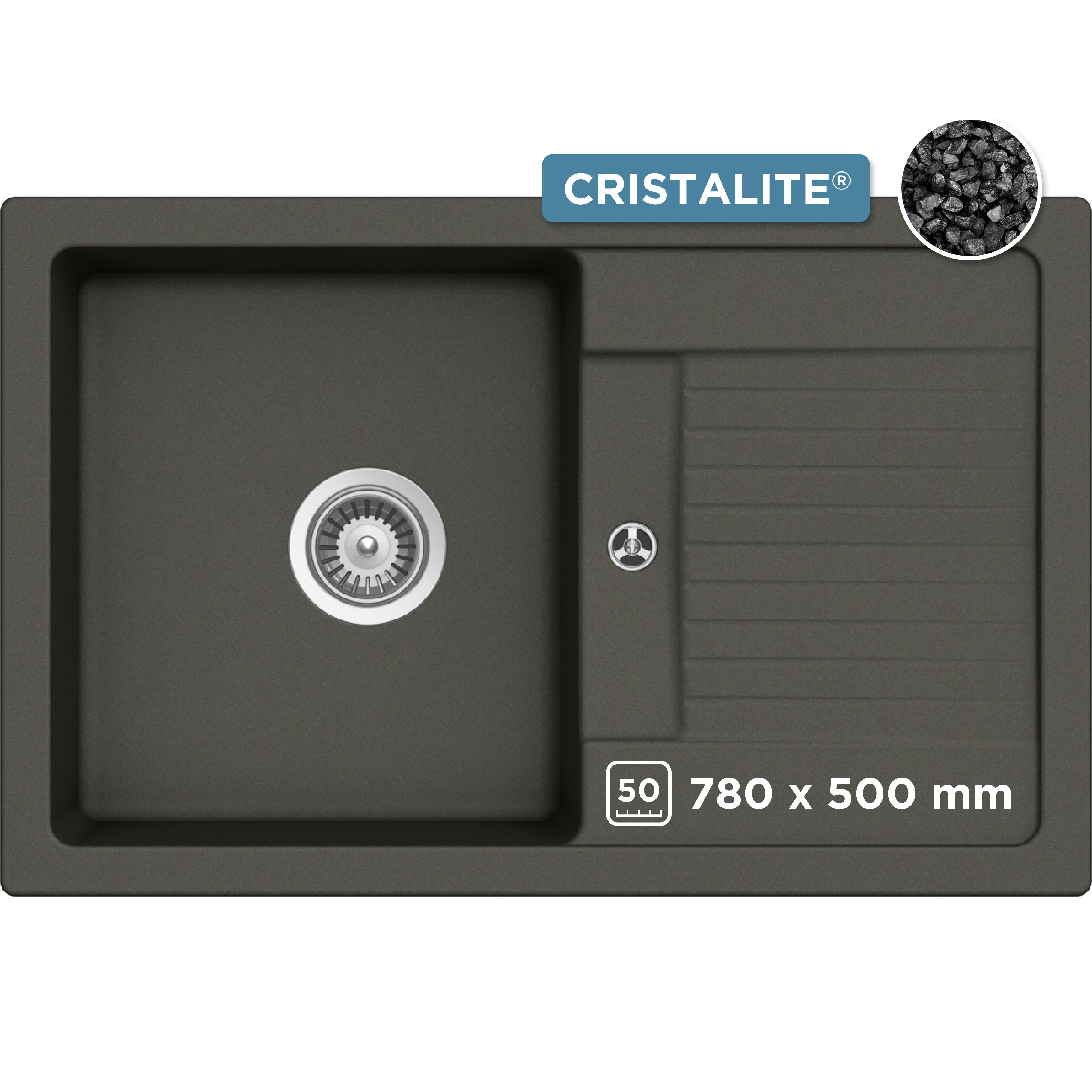 Schock Granitspüle Lima D-100S, eckig, 78/50 cm, 78/50 cm, Auflagespüle