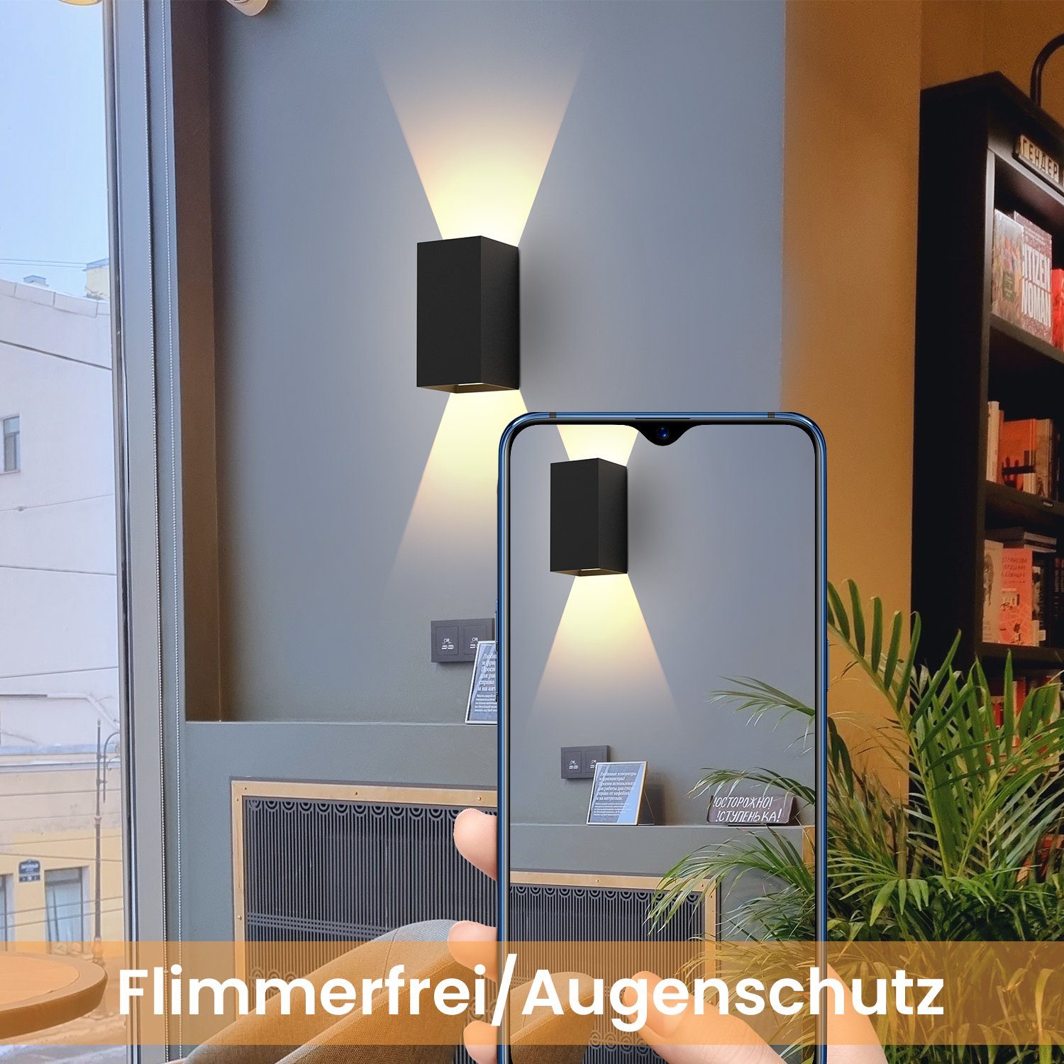ZMH LED Außen-Wandleuchte Modern Up Down Außen-Wandleuchte Schlafzimmer Flur, LED fest integriert, Warmweiß, für Hauswand Garten Flur