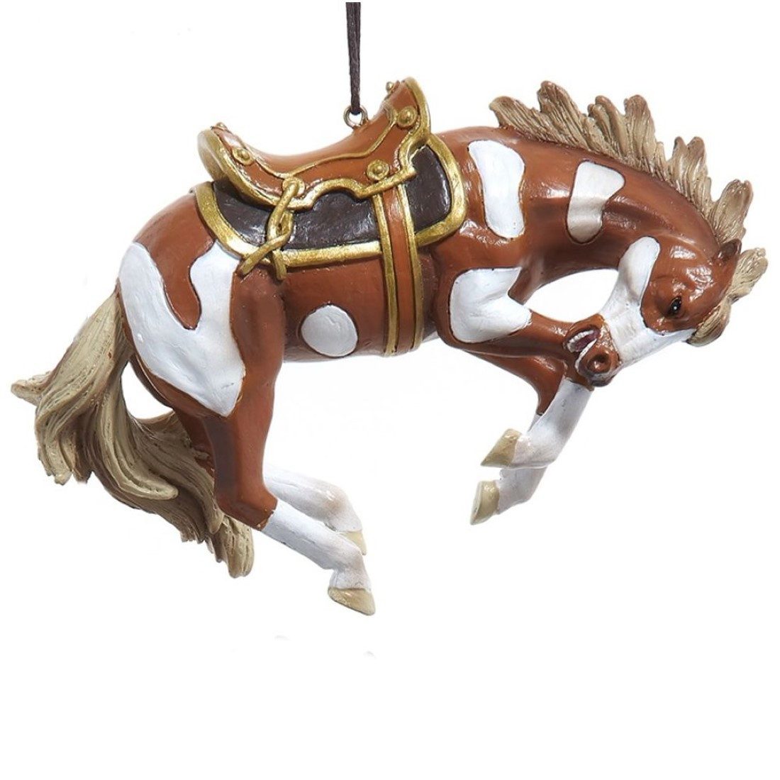 Kurt S. Adler Dekohänger Buckelnder Bronco, braun-weiß, handbemalter Western-Weihnachtsschmuck