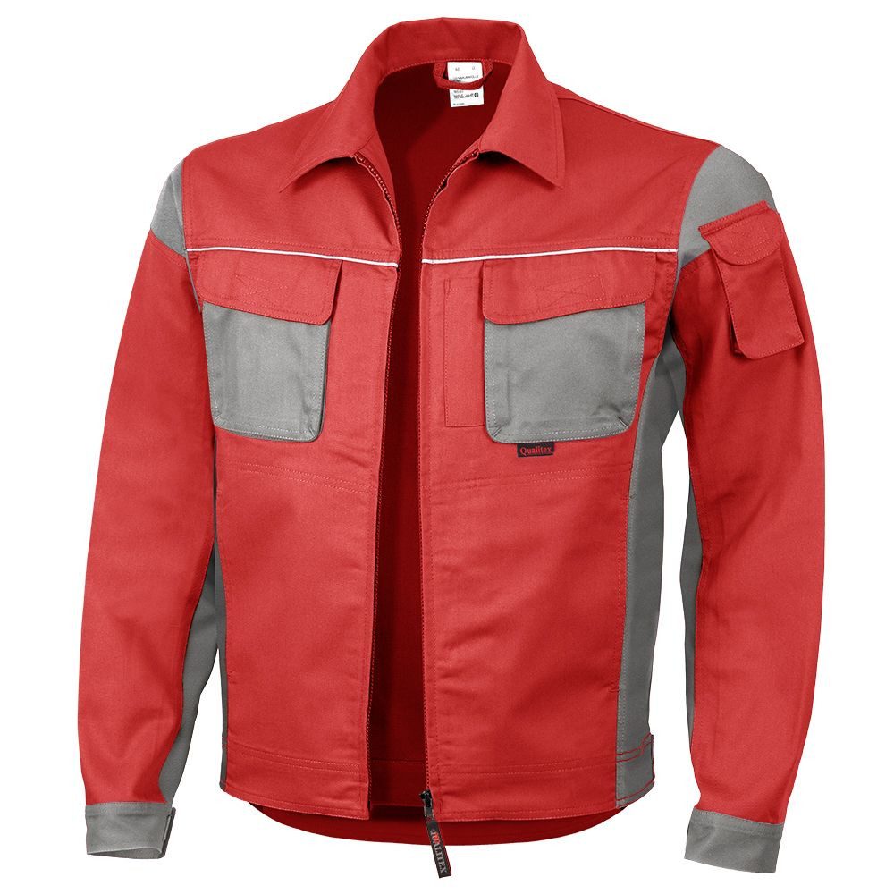Qualitex Workwear Arbeitsjacke strapazierfähige PROfessionals Arbeitsjacke - faserverstätkt MG 245 g (1-St) Werkstattjacke mit 15 Taschen - pflegeleicht Werkstattjacke - Waschbar