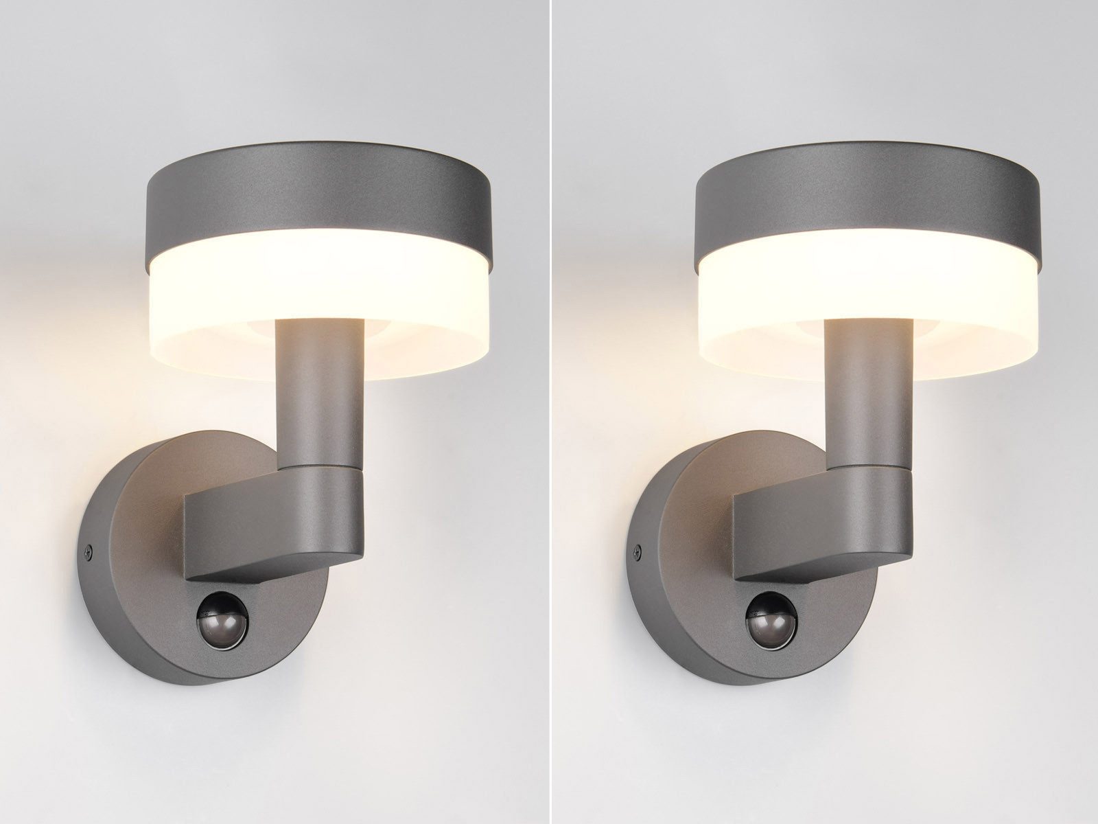 TRIO Leuchten LED Außen-Wandleuchte, mit Bewegungsmelder, LED fest integriert, warmweiß, 2er Set Hausbeleuchtung Außenlicht Aluminium Anthrazit, Höhe 22cm